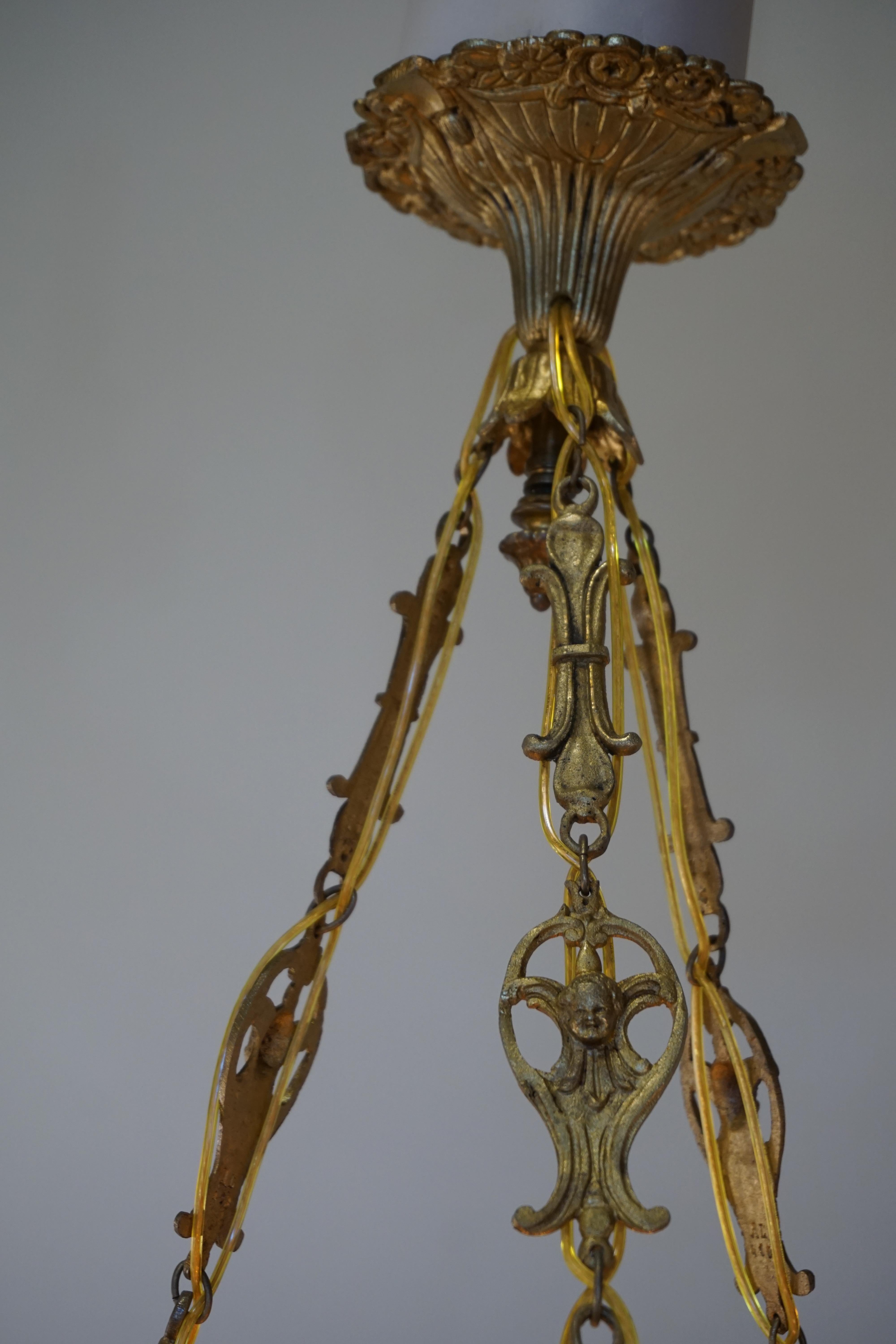 French Art Glass Chandelier by Charles Schneider In Good Condition In Fairfax, VA