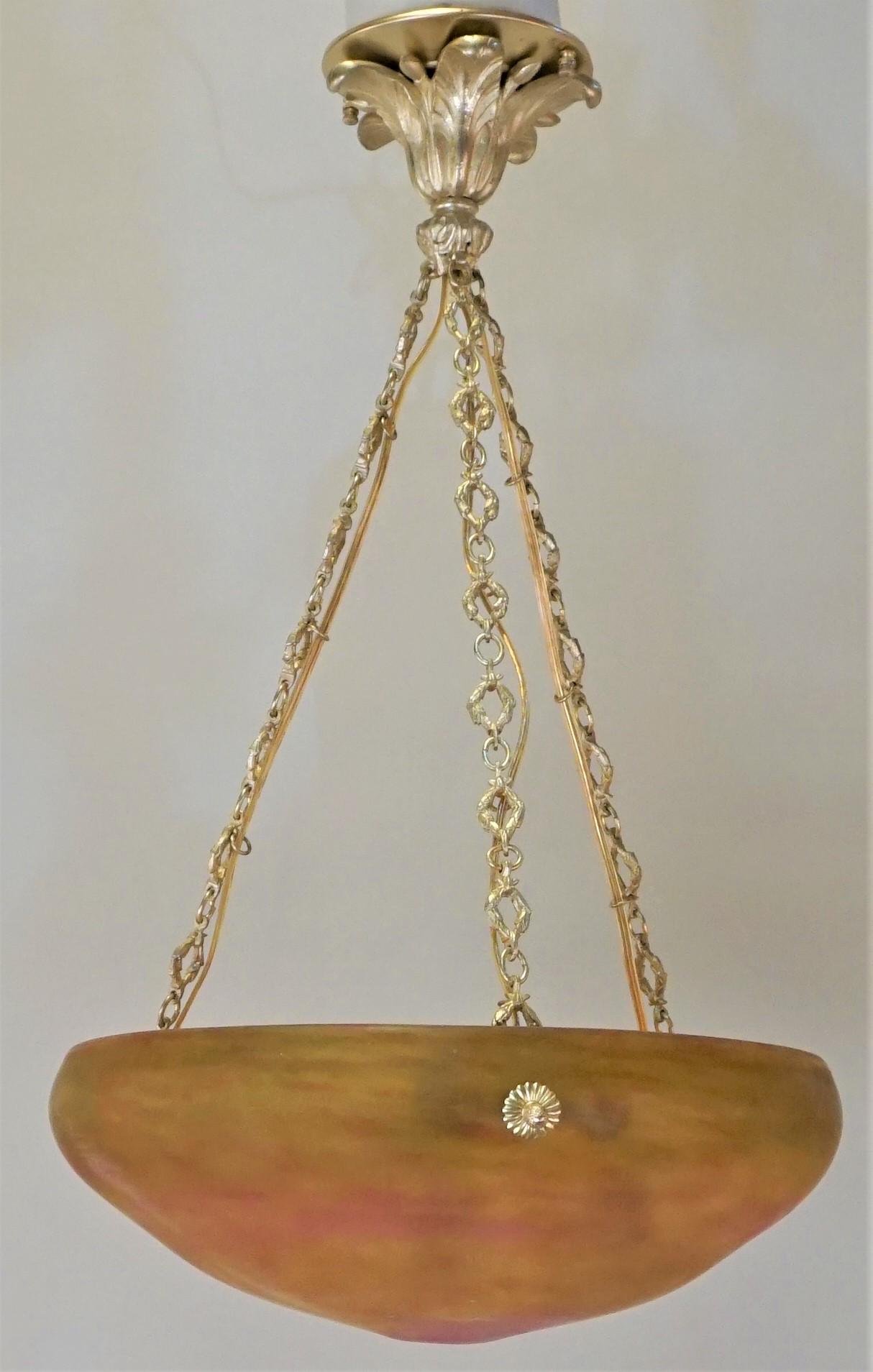 French Art Glass Chandelier by Daum Nancy 1