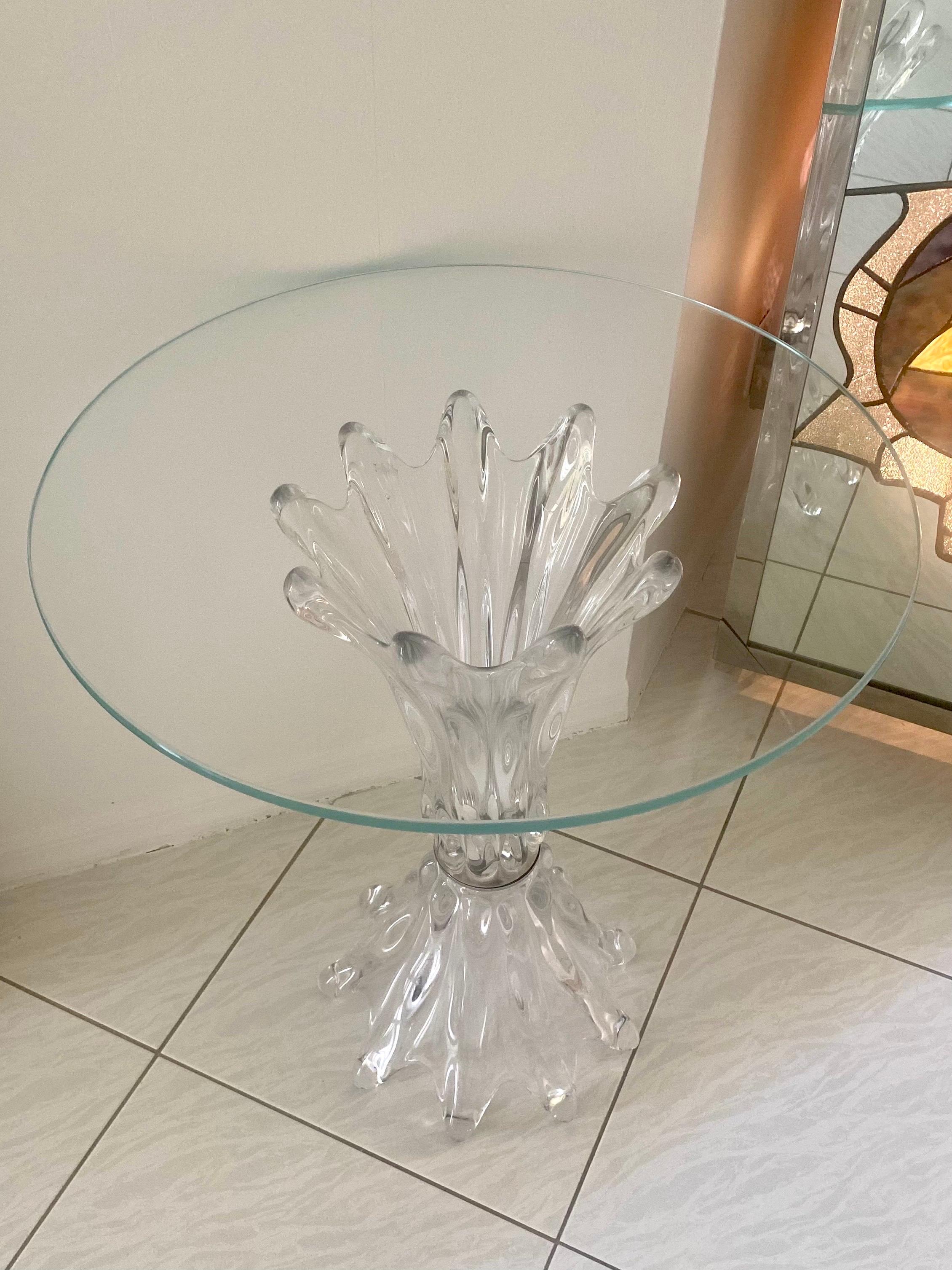French Art Glass Custom Side Table by Vannes, France In Good Condition For Sale In Miami, FL