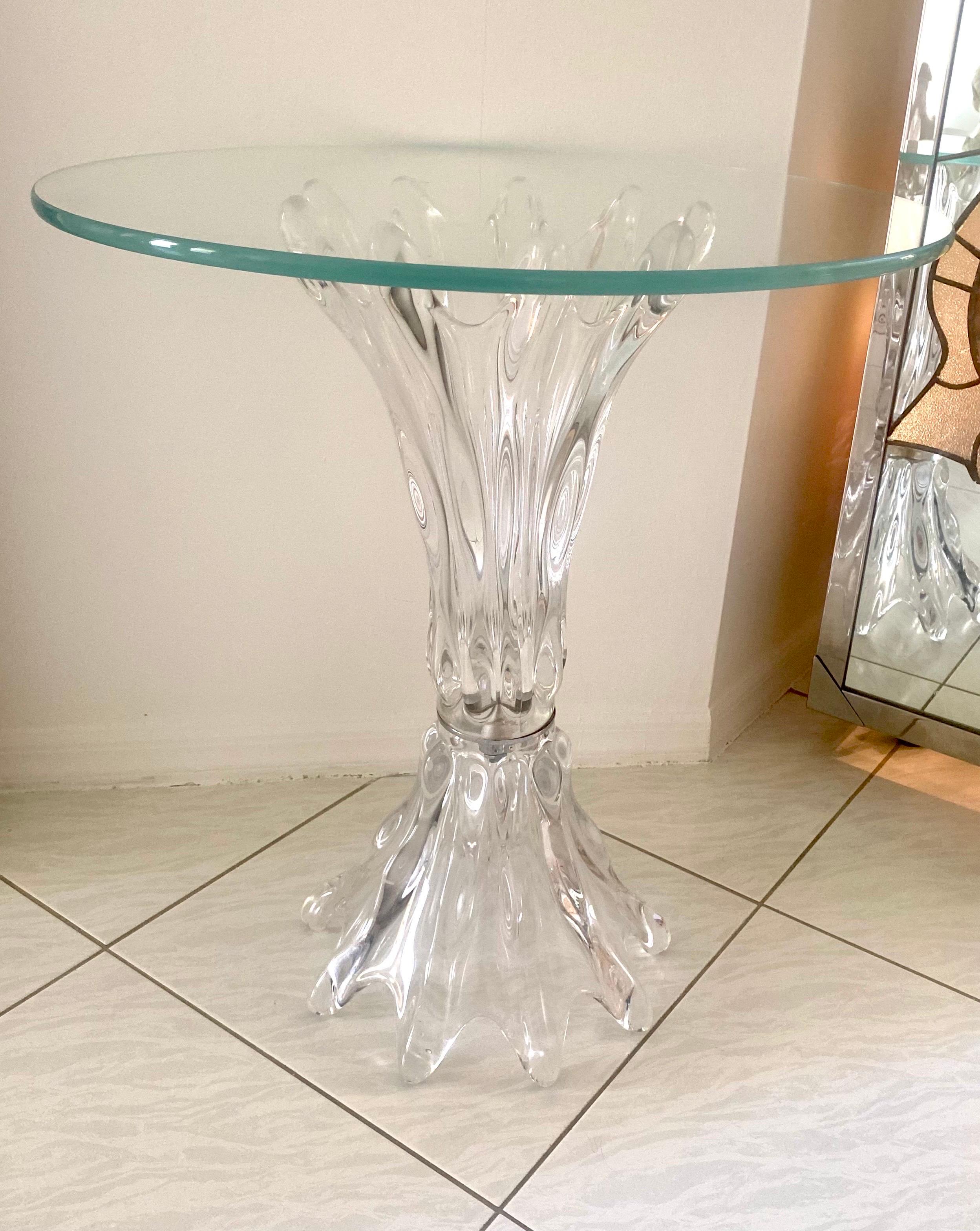 French Art Glass Custom Side Table by Vannes, France For Sale 1