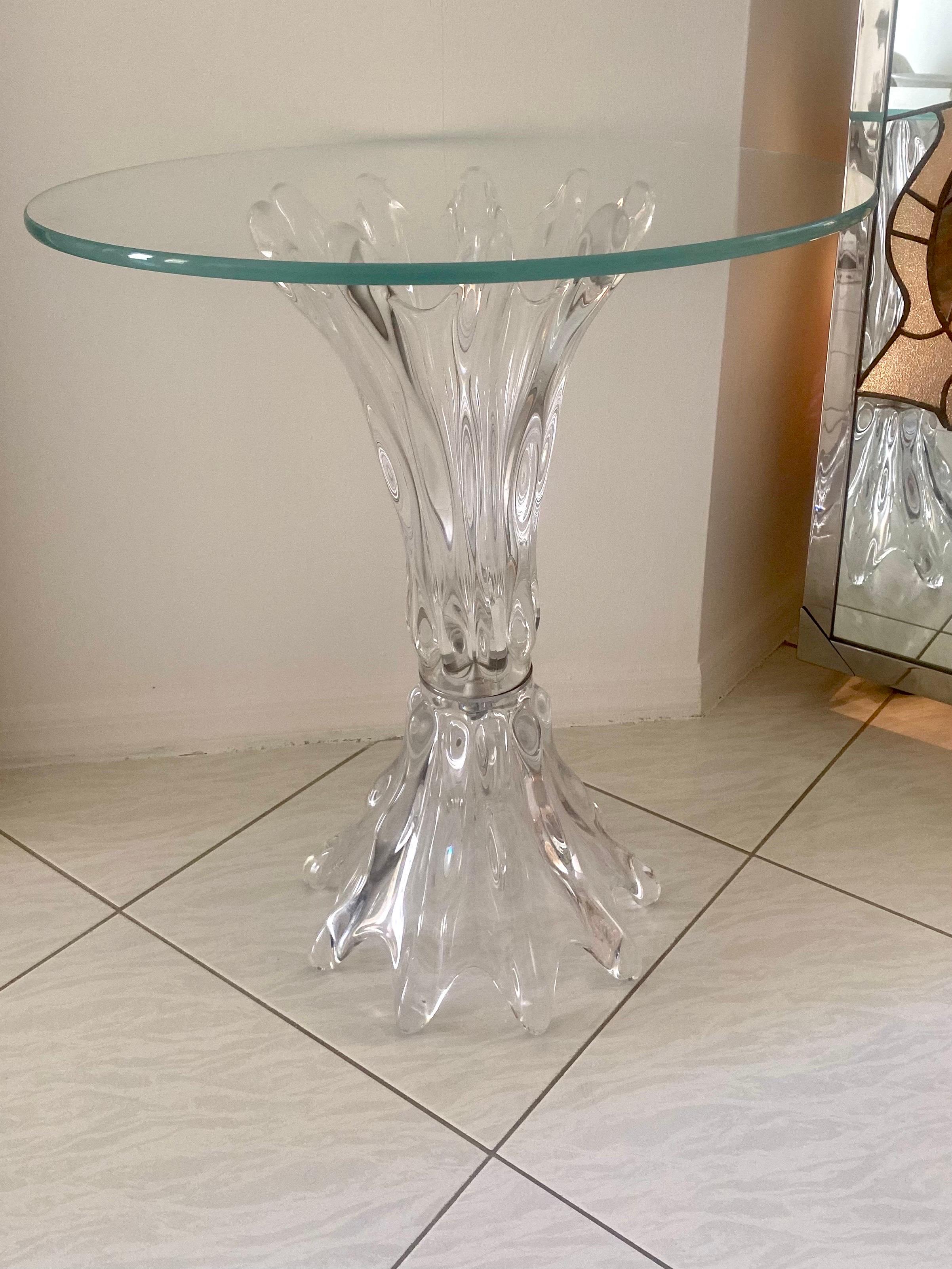 French Art Glass Custom Side Table by Vannes, France For Sale 3