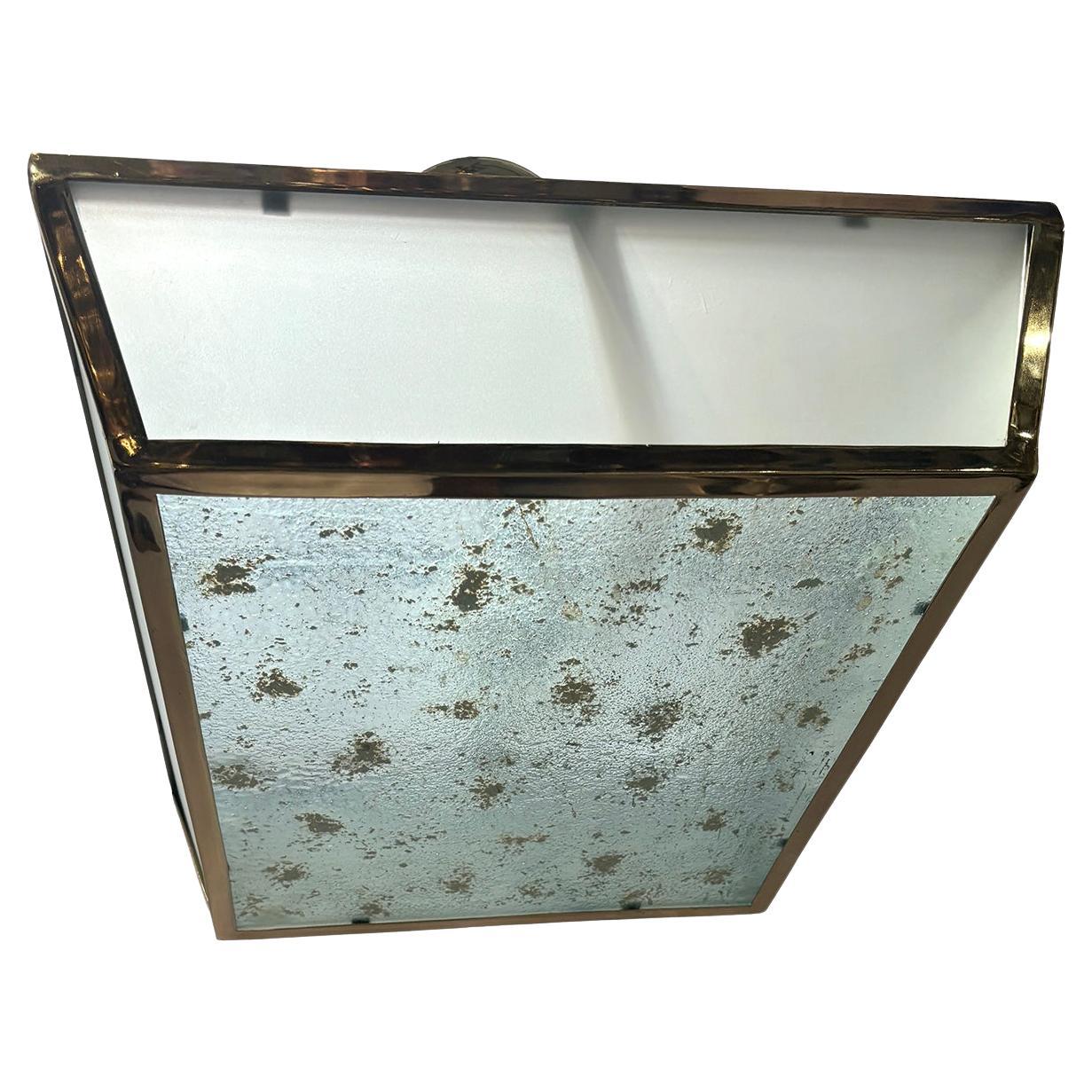 French Art Glass Square Light Fixture