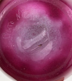 French Art Glass Pink Stem Flower Vase Signed Pierre Nicolle