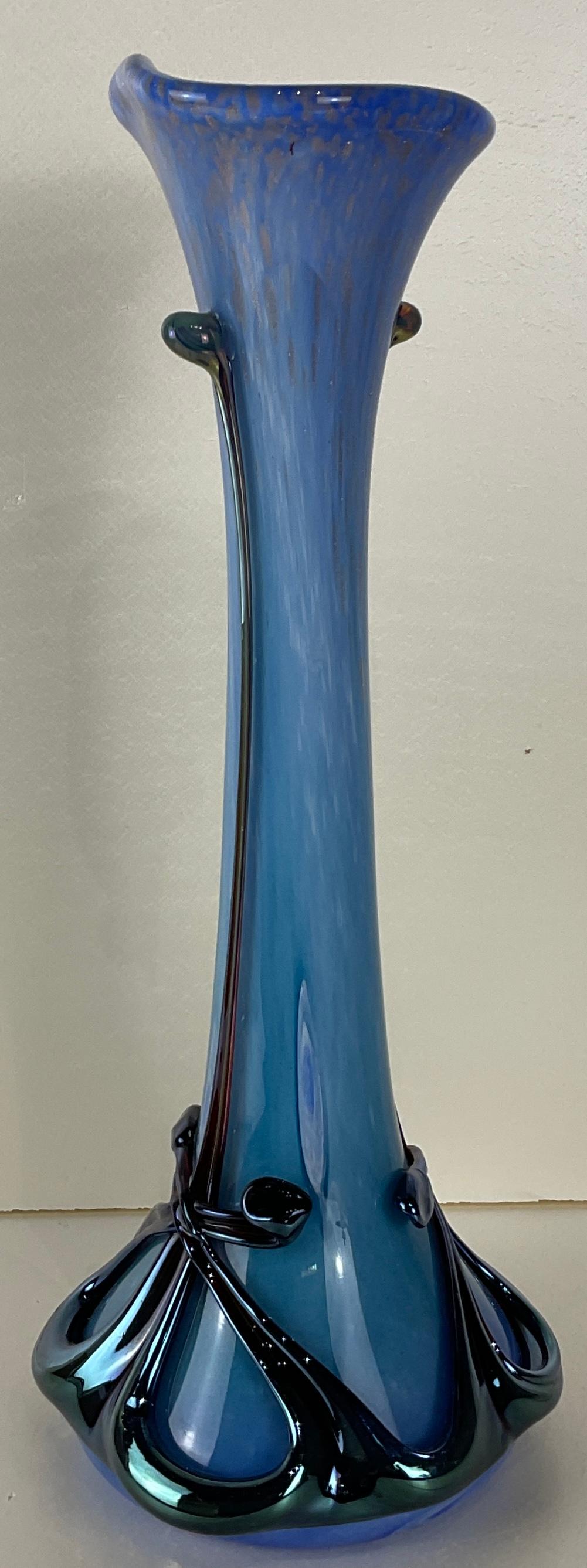 Art Deco French Deco Art Glass Vase Signed Jean Michel Operto For Sale