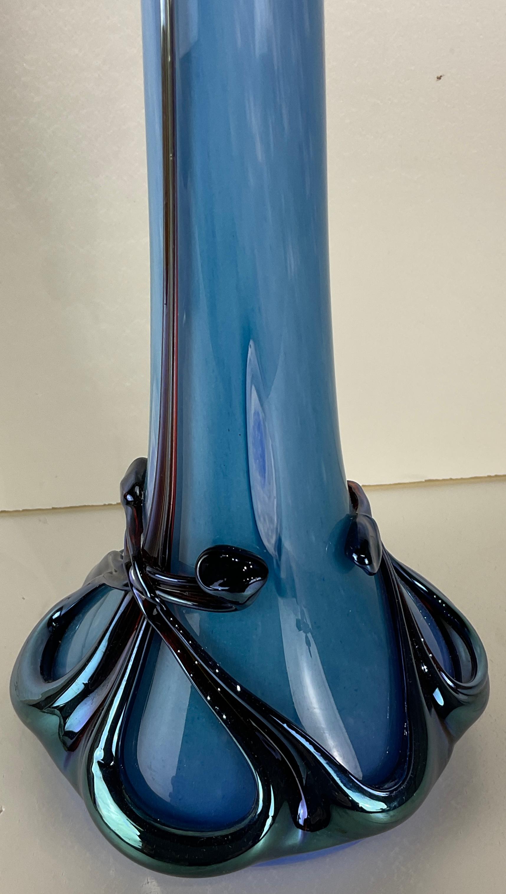 Hand-Crafted French Deco Art Glass Vase Signed Jean Michel Operto For Sale