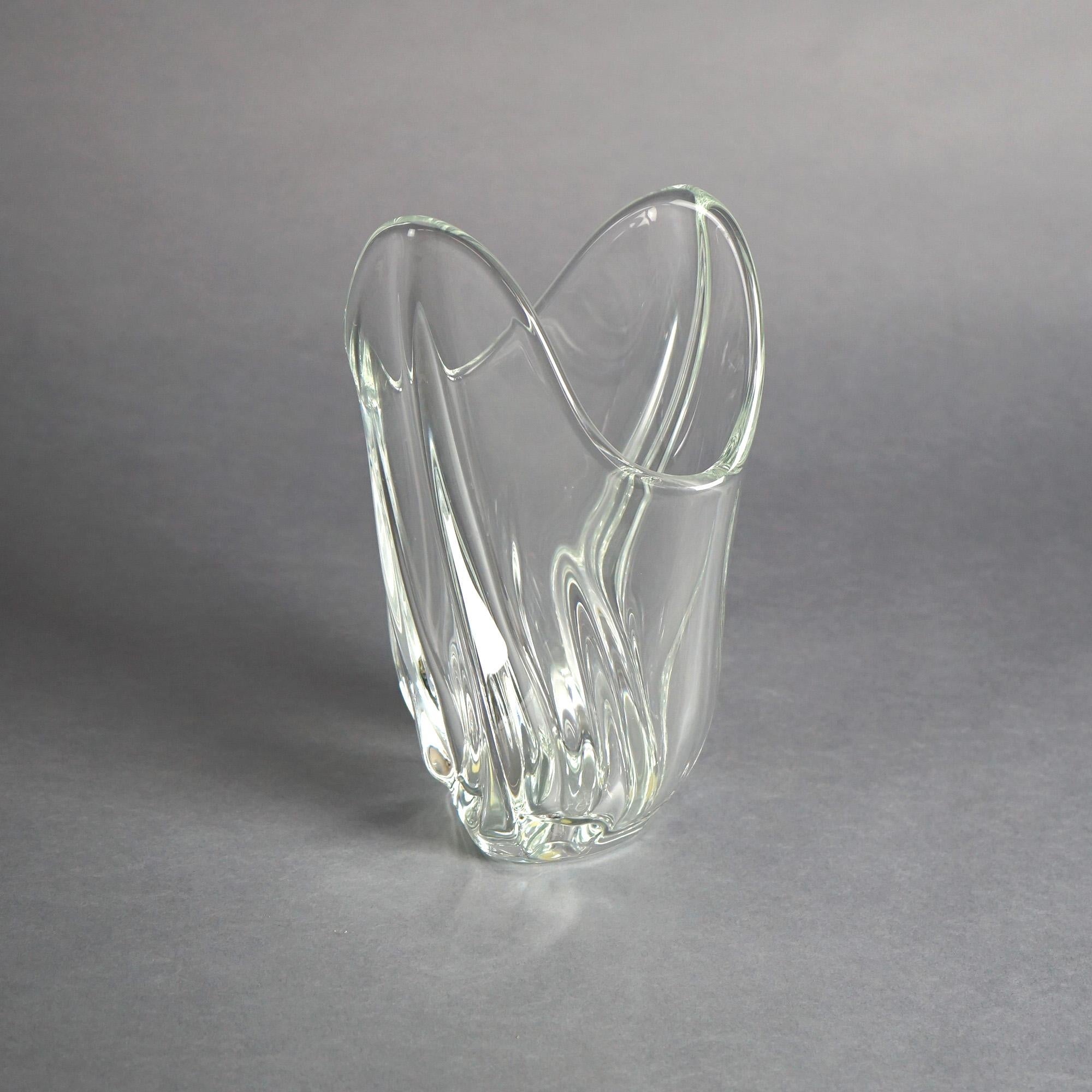 20th Century French Art Glass Vase, Signed Art Vannes France, 20th C For Sale