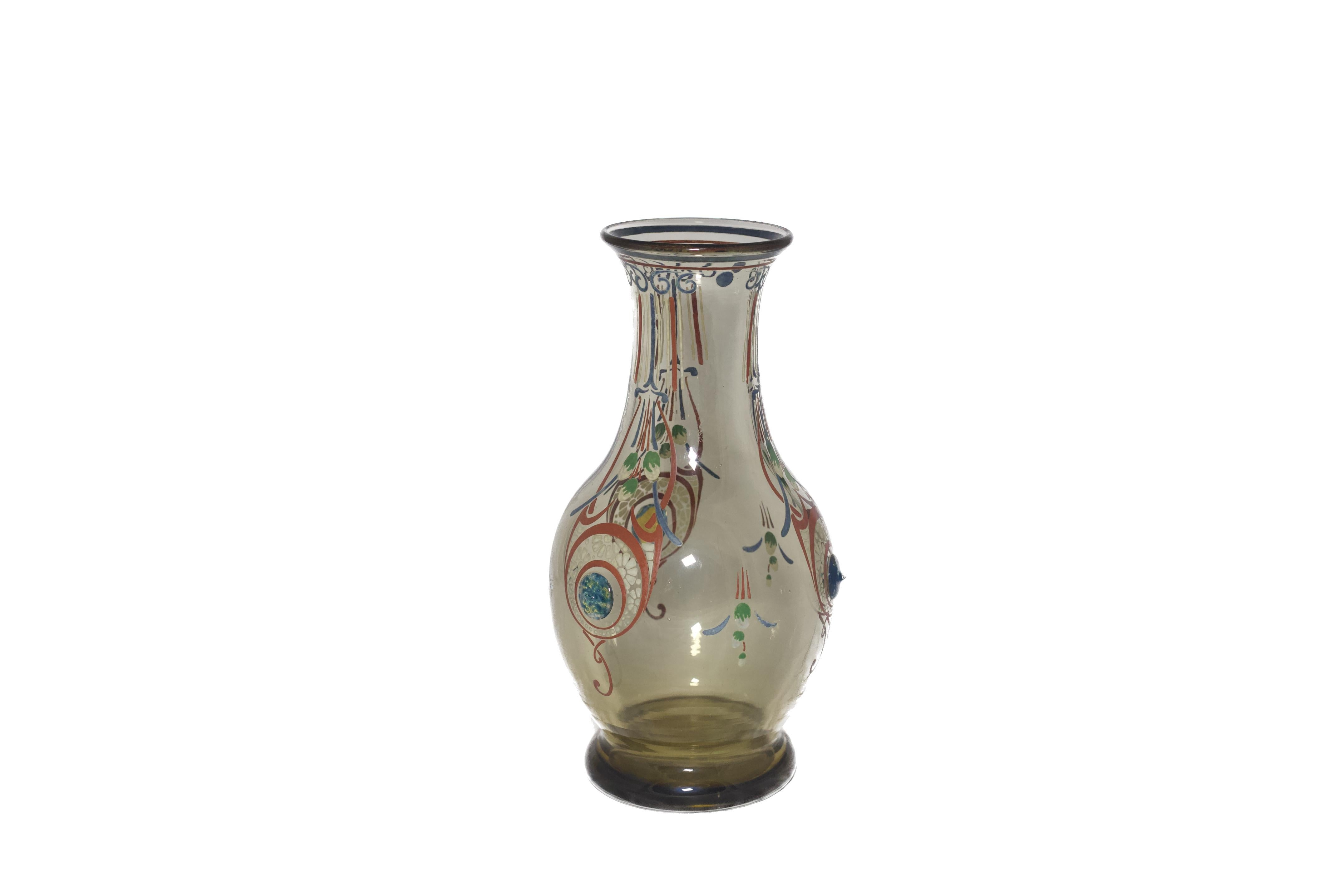 Francese Vaso in vetro artistico francese con intarsi di Schneider Paris in vendita