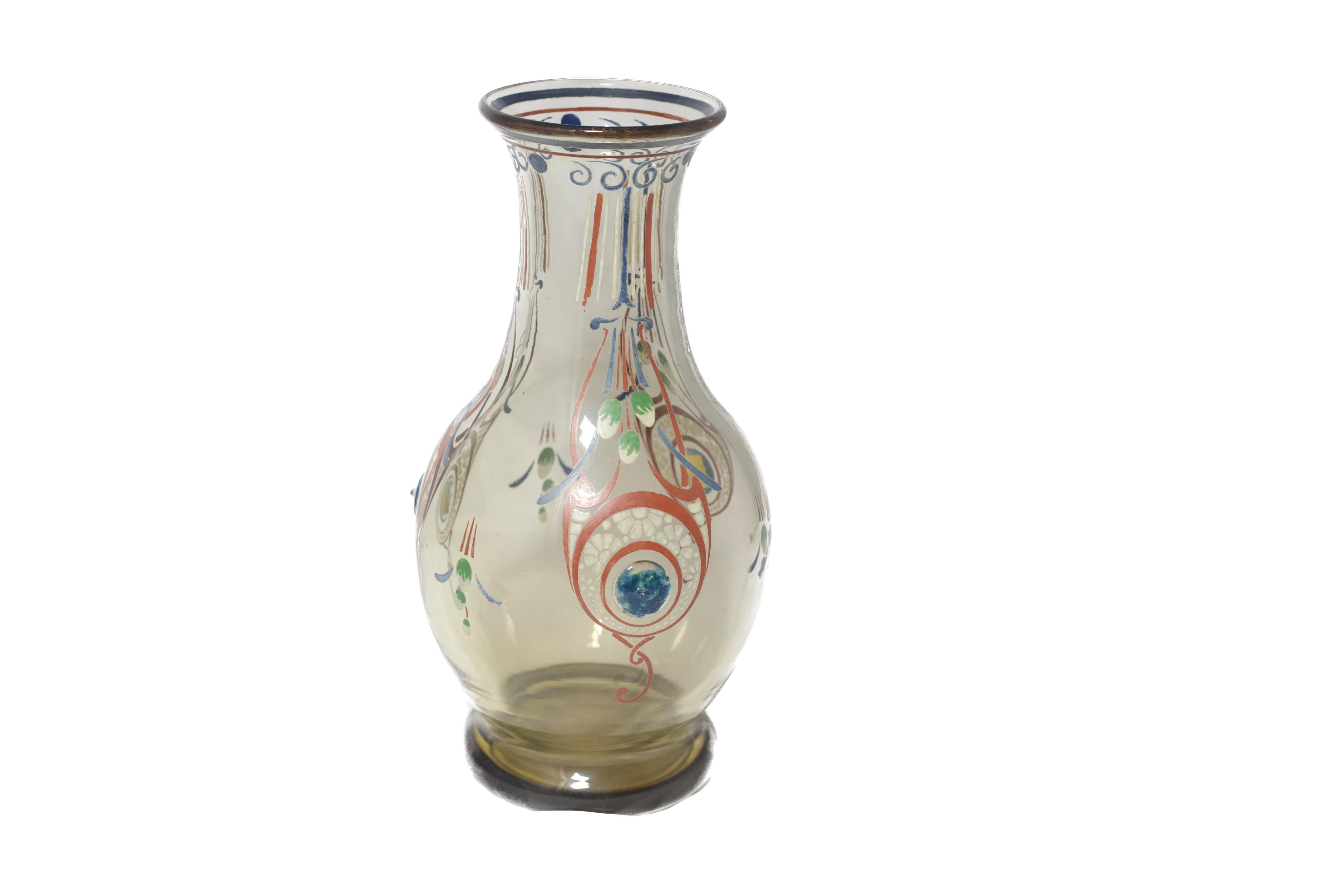 Vaso in vetro artistico francese con intarsi di Schneider Paris In condizioni buone in vendita a Miami, US