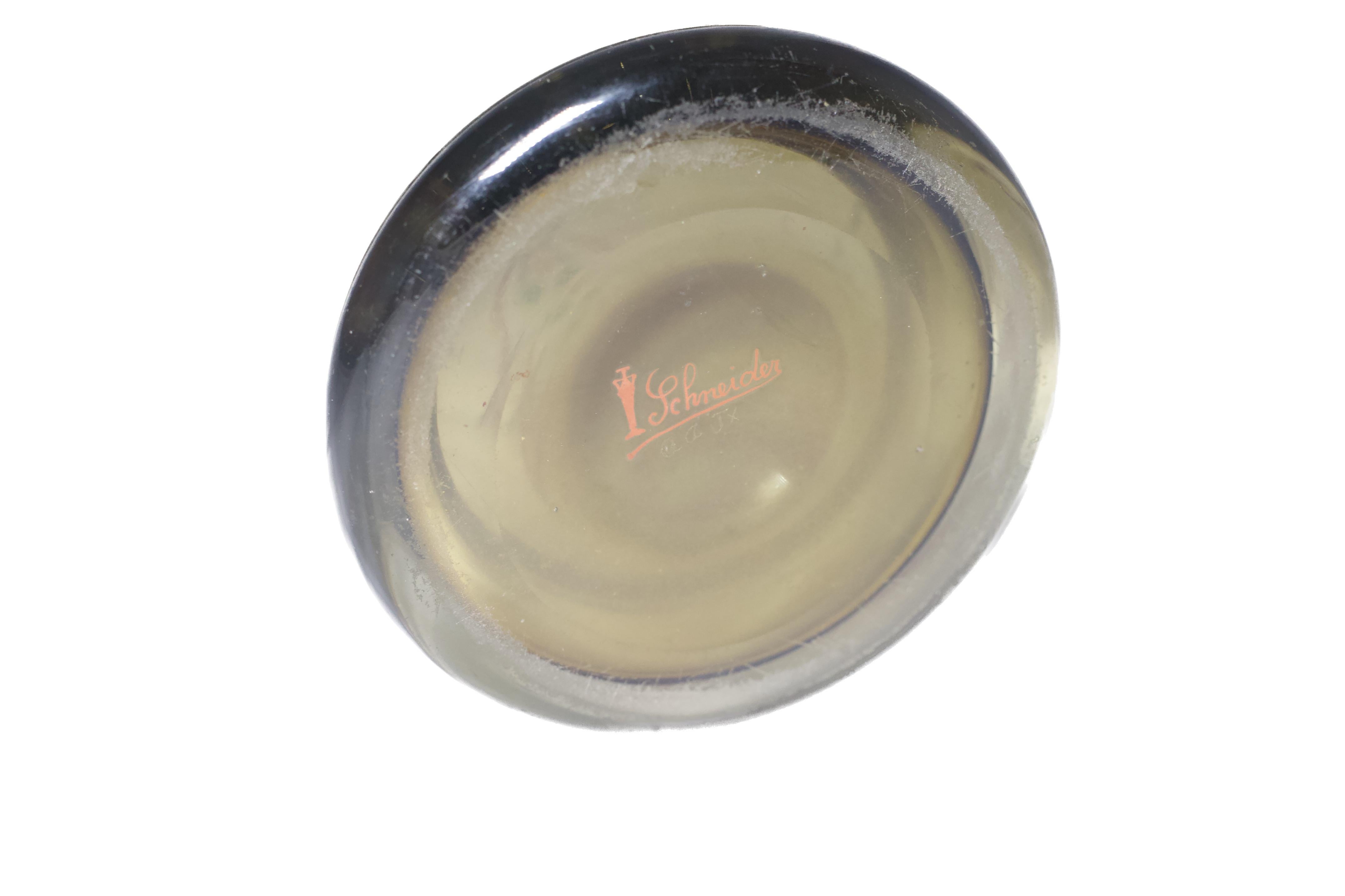 Vaso in vetro artistico francese con intarsi di Schneider Paris in vendita 1