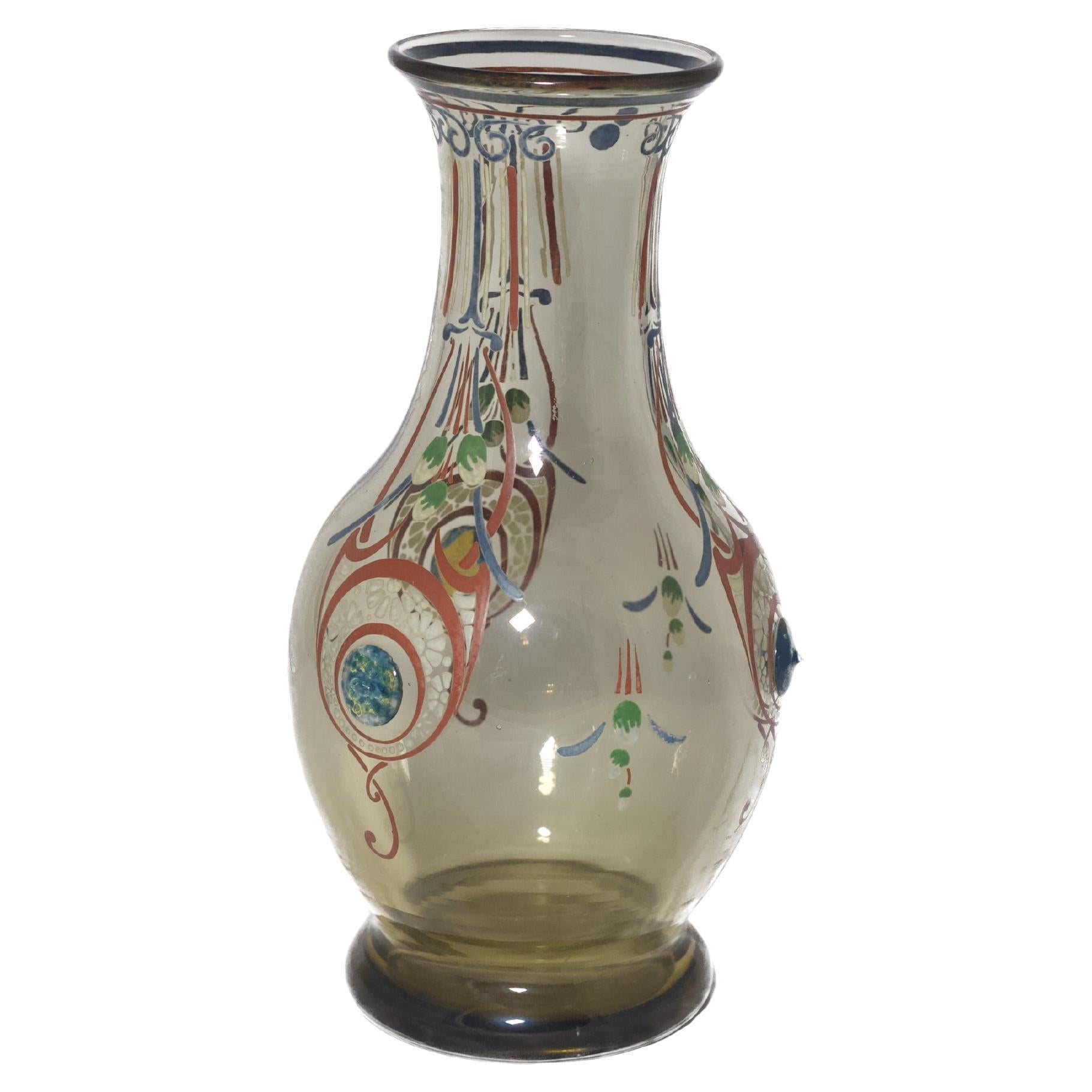 Vaso in vetro artistico francese con intarsi di Schneider Paris in vendita