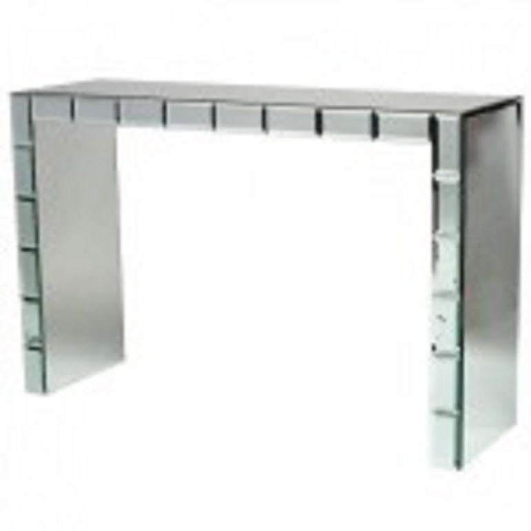 Streamlined Moderne French Art Modern Mirrored Console Table For Sale