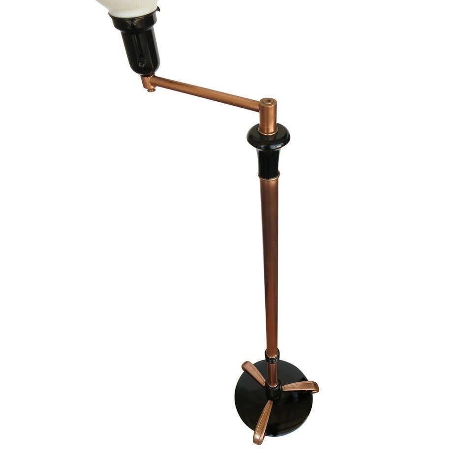 French Art Moderne Copper Swing Arm Floor Lamp In Excellent Condition For Sale In Van Nuys, CA