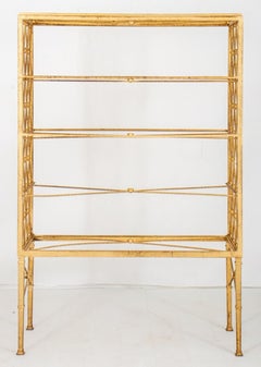 Étagère en acier doré de style Art moderne français, années 1940