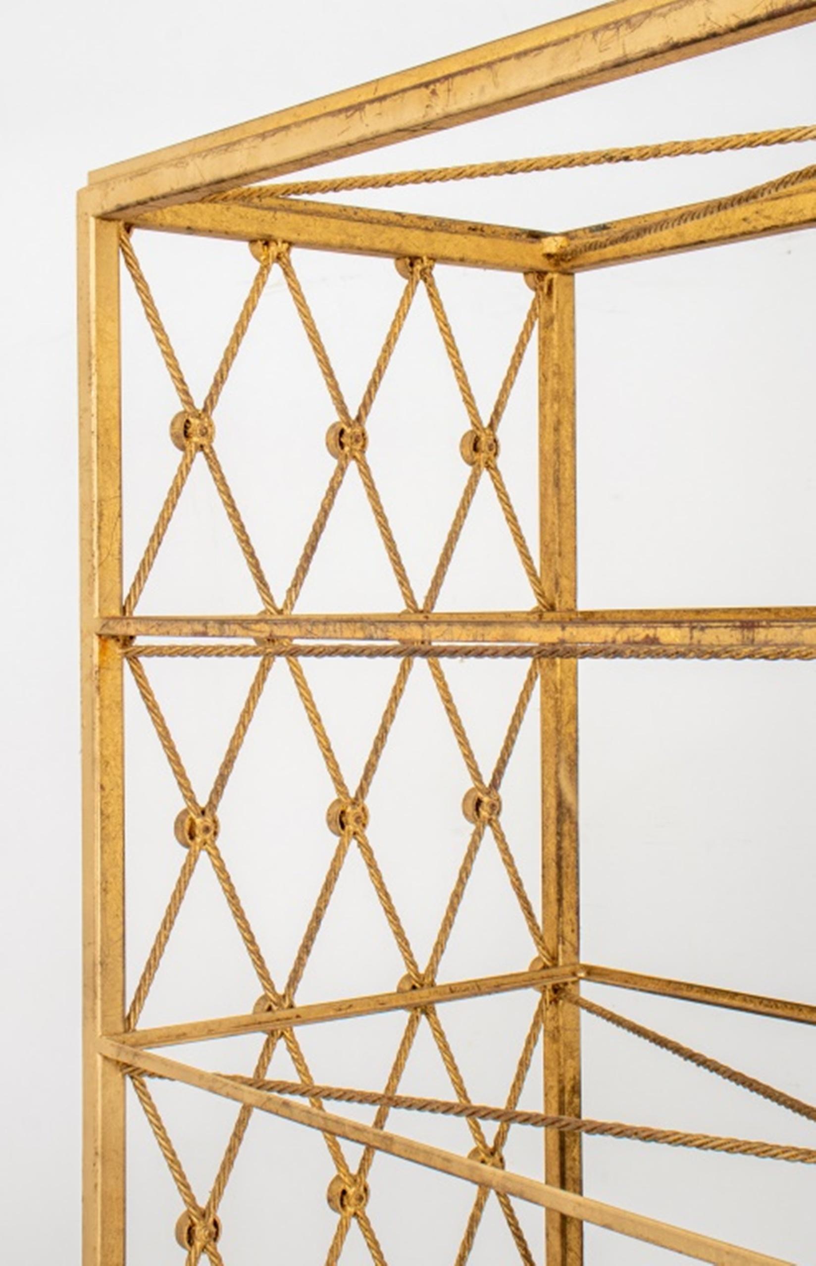 20ième siècle Étagère en acier doré de style Art moderne français, années 1940 en vente