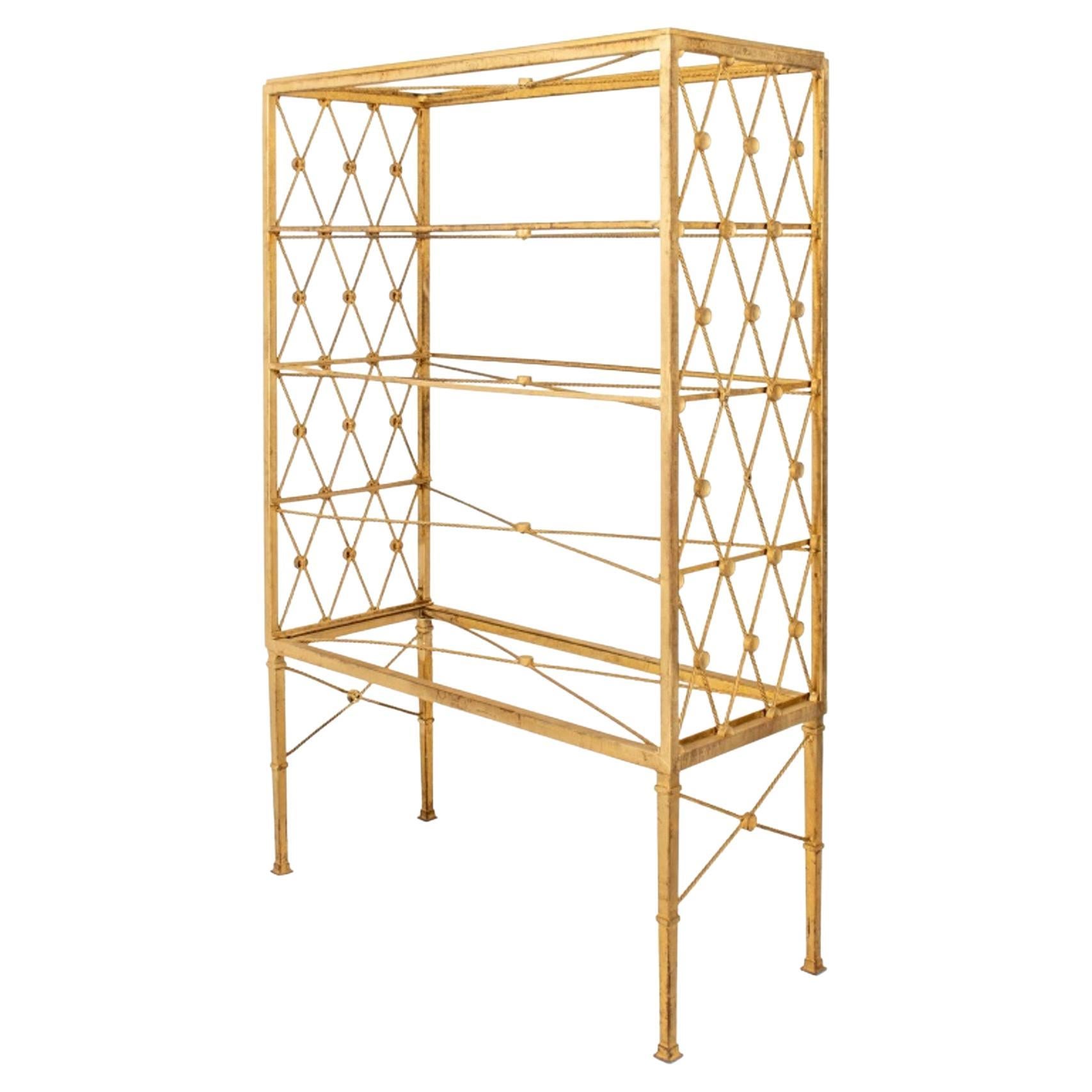 French Art Moderne Gilded Steel Etagere, 1940s For Sale