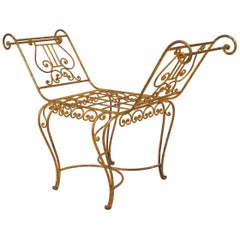 French Art Moderne Lyre Window Bench