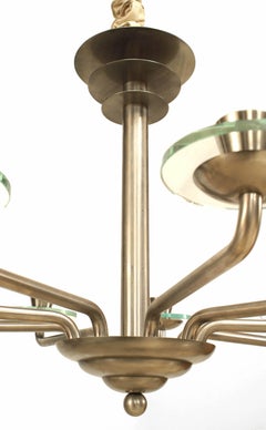 French Mid-Century Modernist Steel and Glass Chandelier