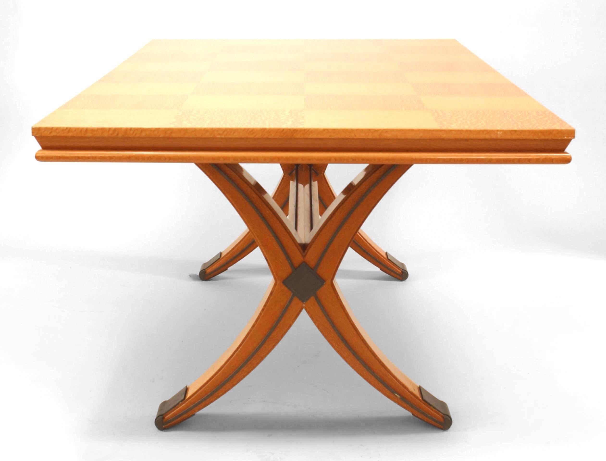 Streamlined Moderne French Mid-Century Art Moderne Lacewood Dining Table (Manner of Andre Arbus) For Sale