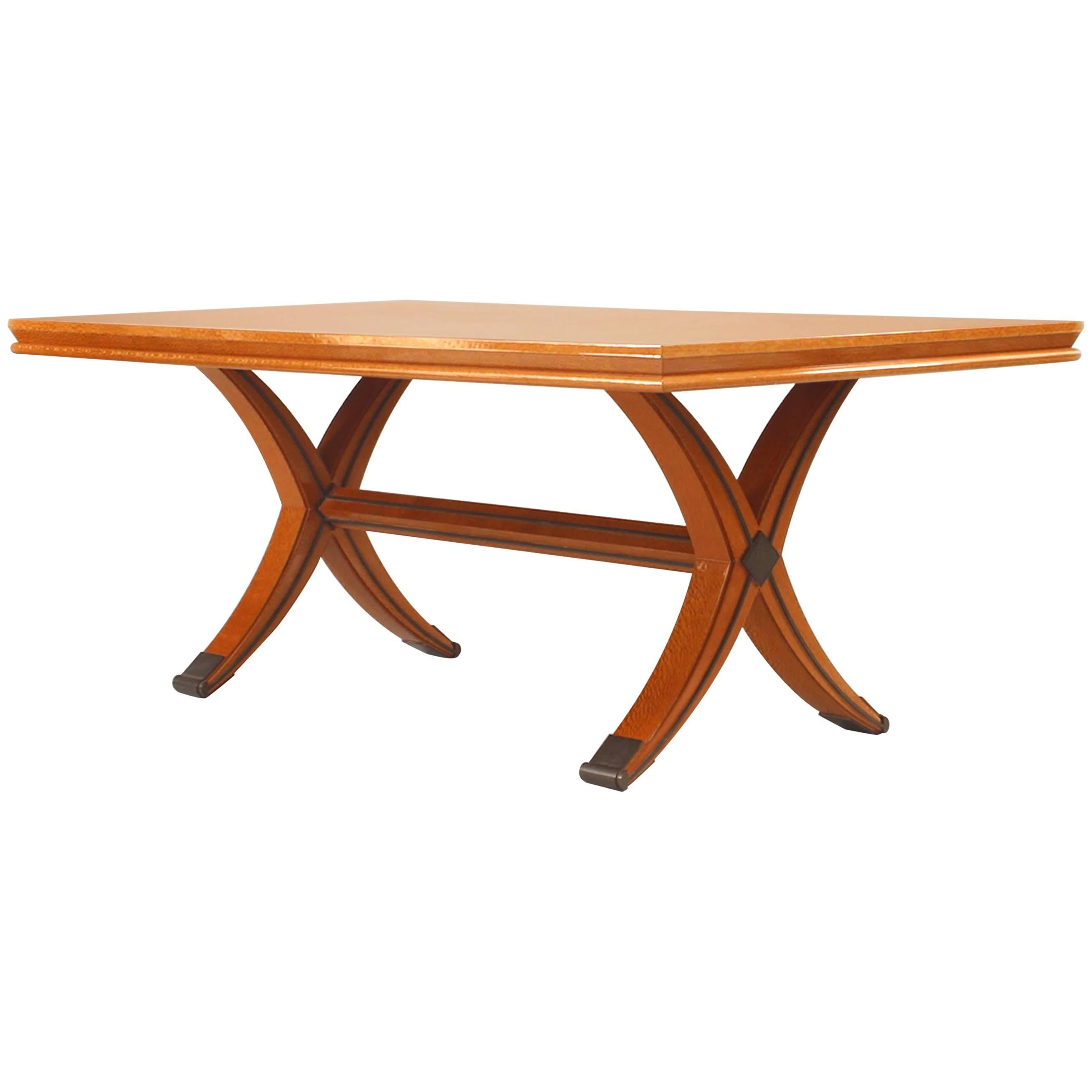 French Mid-Century Art Moderne Lacewood Dining Table (Manner of Andre Arbus)