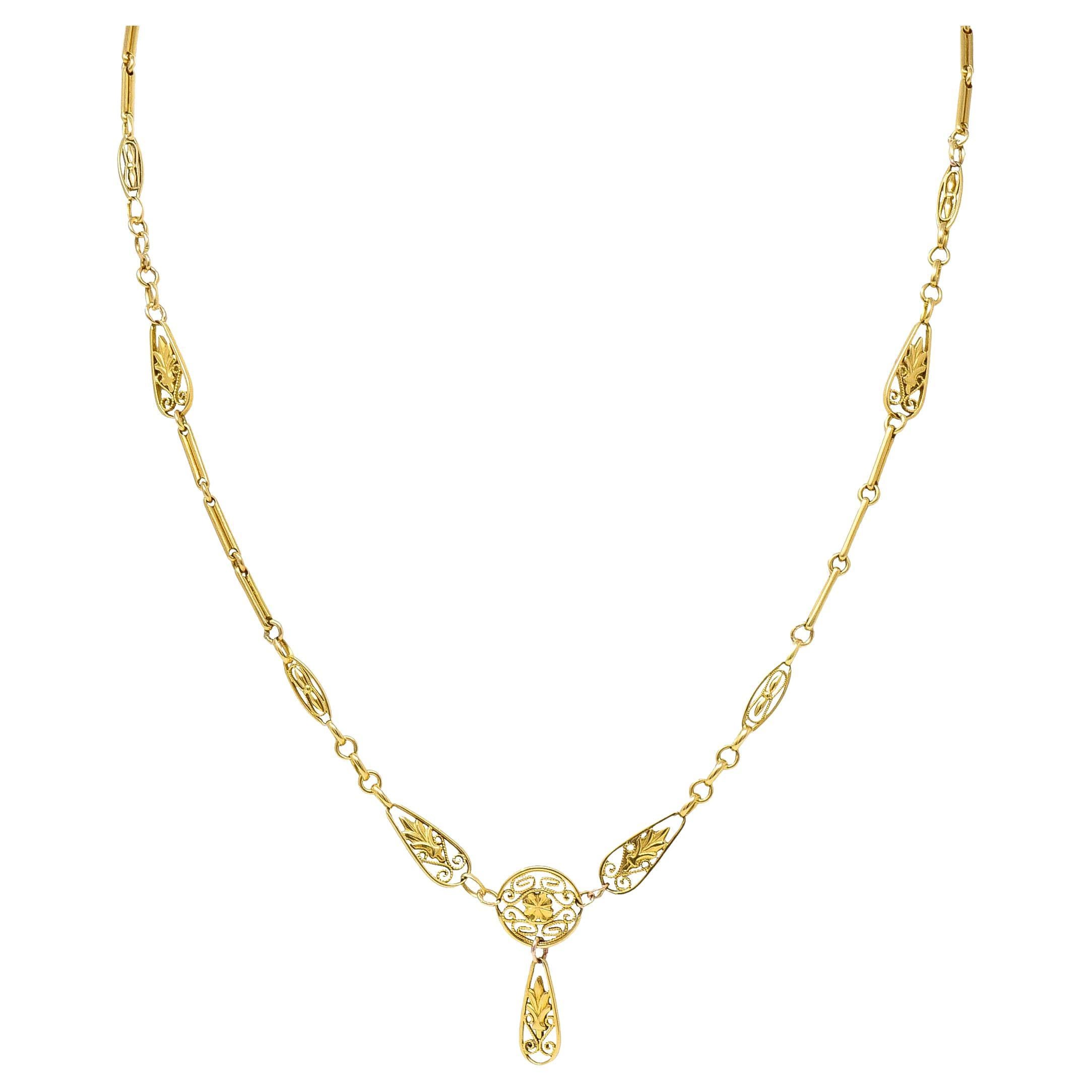 French Art Nouveau Wiese Gold Necklace at 1stDibs