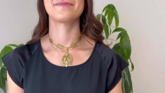 French Art Nouveau 18 Karat Gold Guilloche Enamel Pearl Locket Necklace