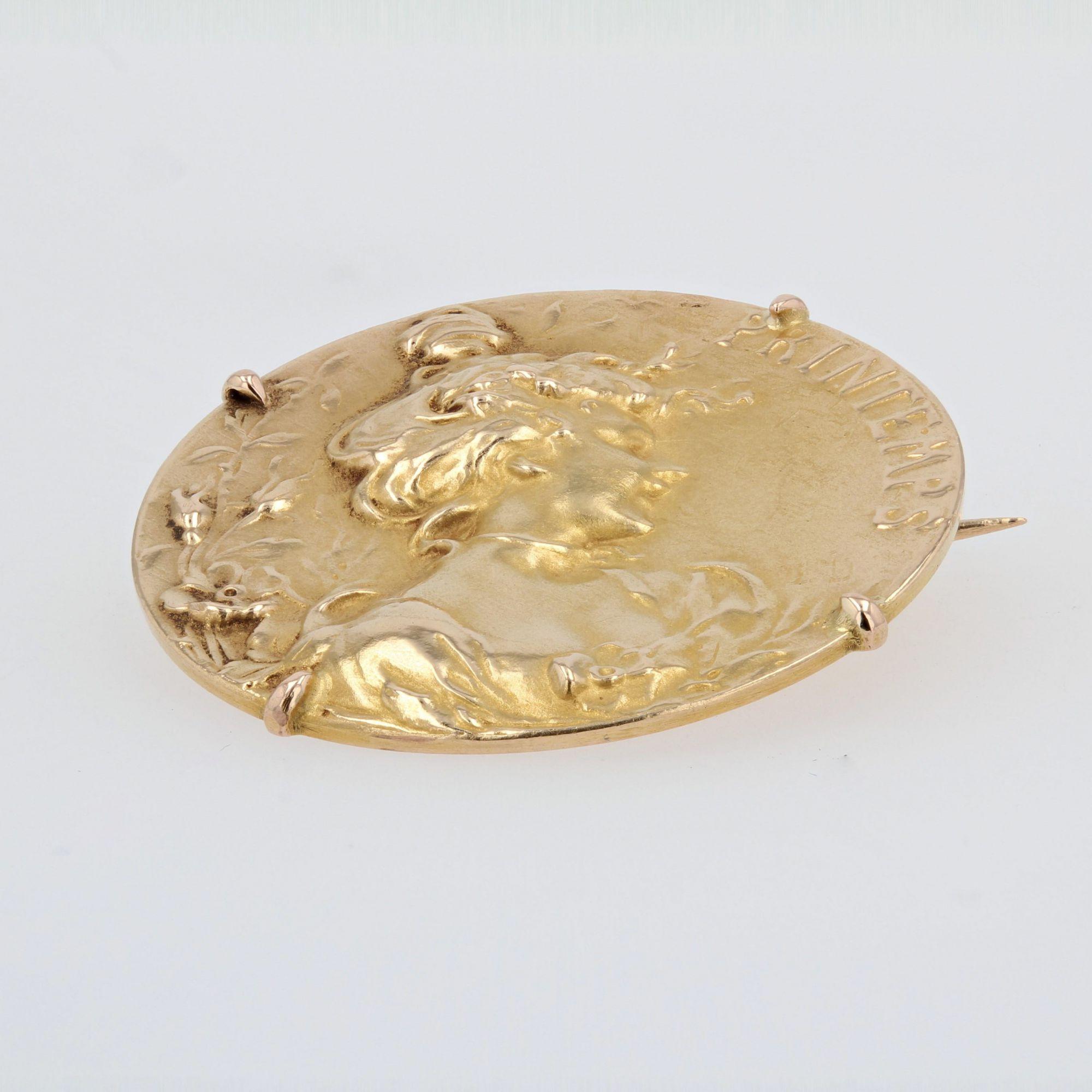 French Art Nouveau 18 Karat Yellow Gold Printemps Brooch In Good Condition In Poitiers, FR
