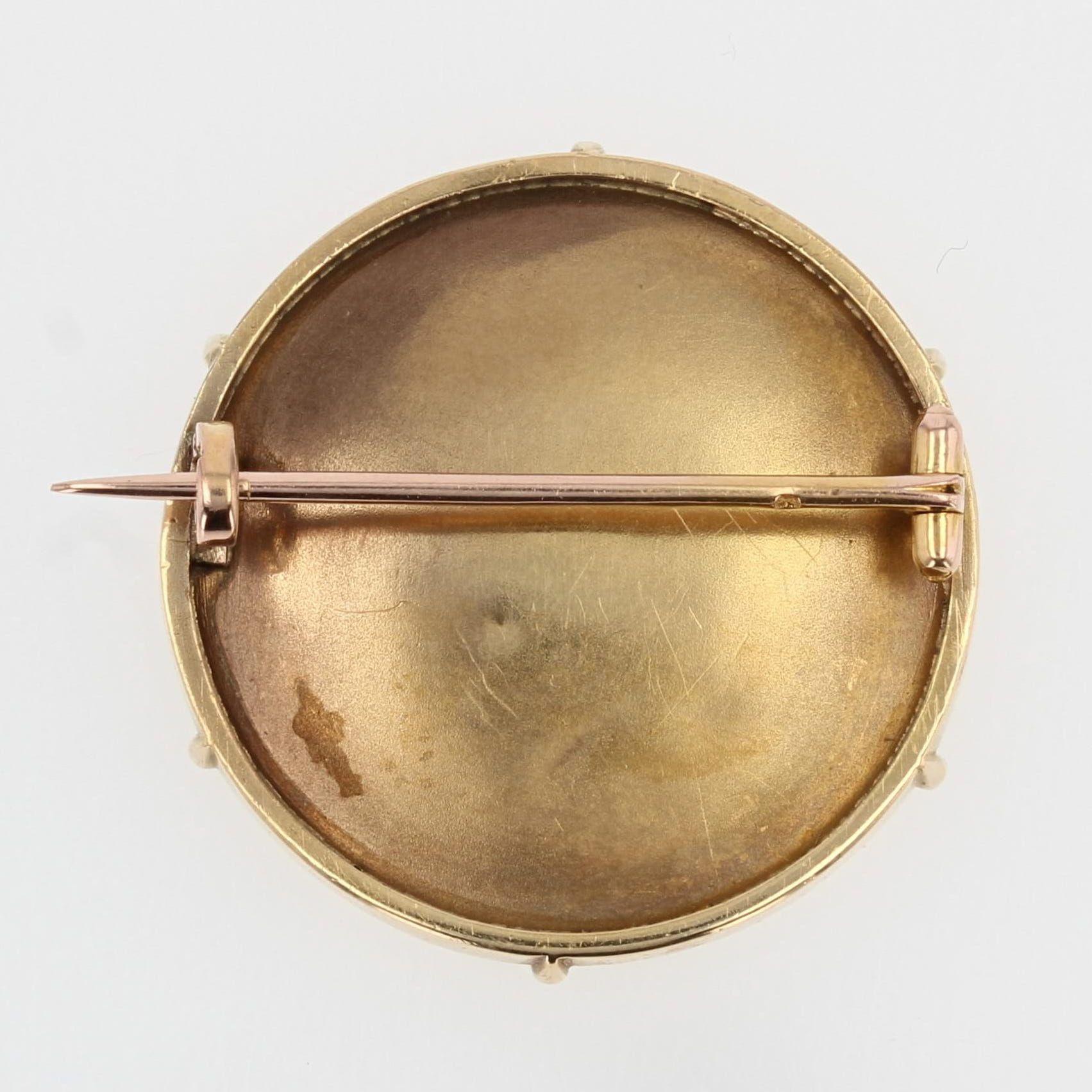 French Art Nouveau 18 Karat Yellow Gold Vernier Brooch 6