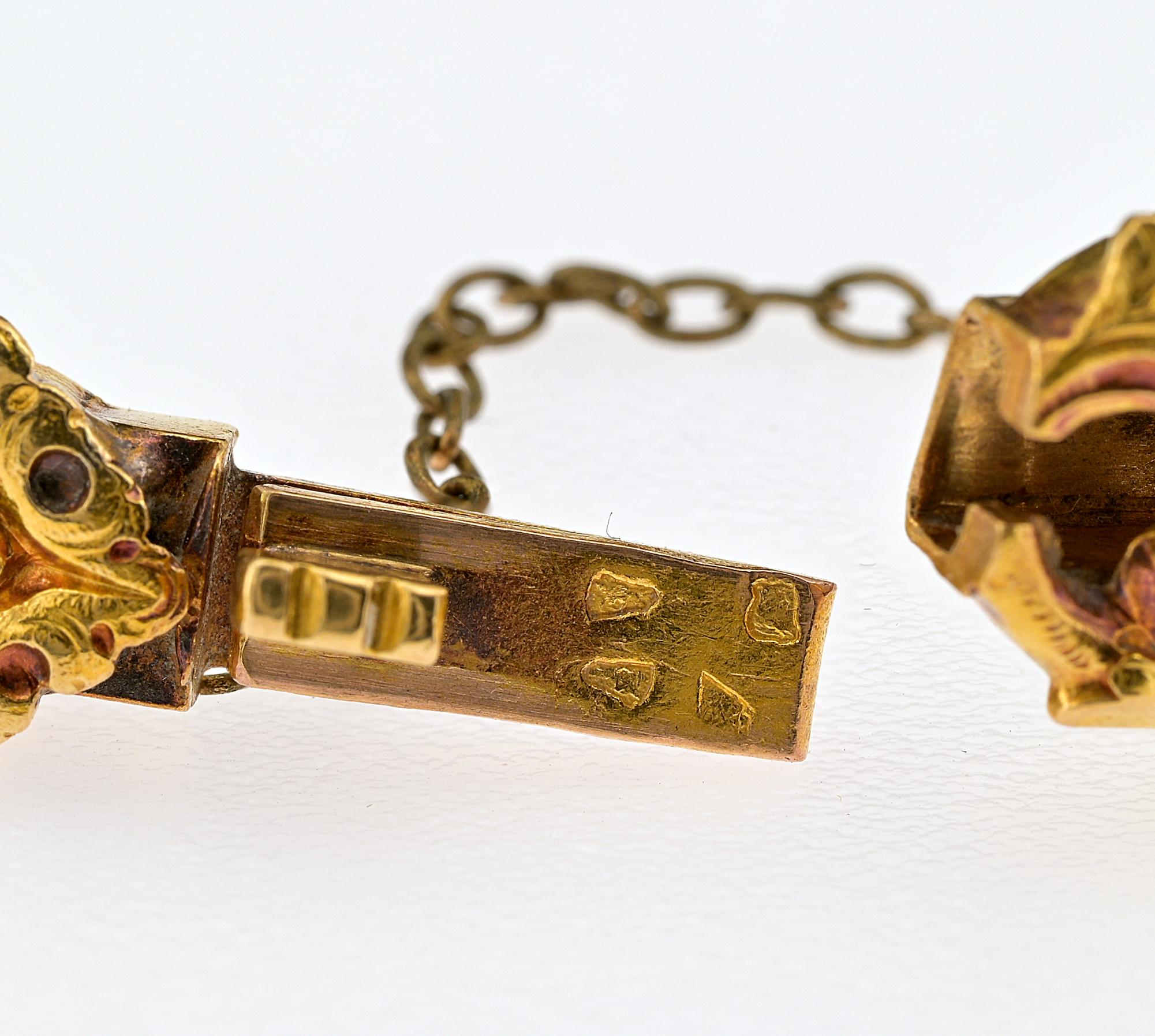 Bracelet français Art Nouveau en or 18 Kt sculpté Bon état - En vente à Napoli, IT