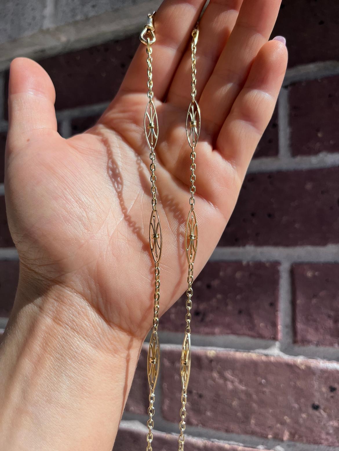 Catena francese Art Nouveau in oro 18k In condizioni buone in vendita a Houston, TX