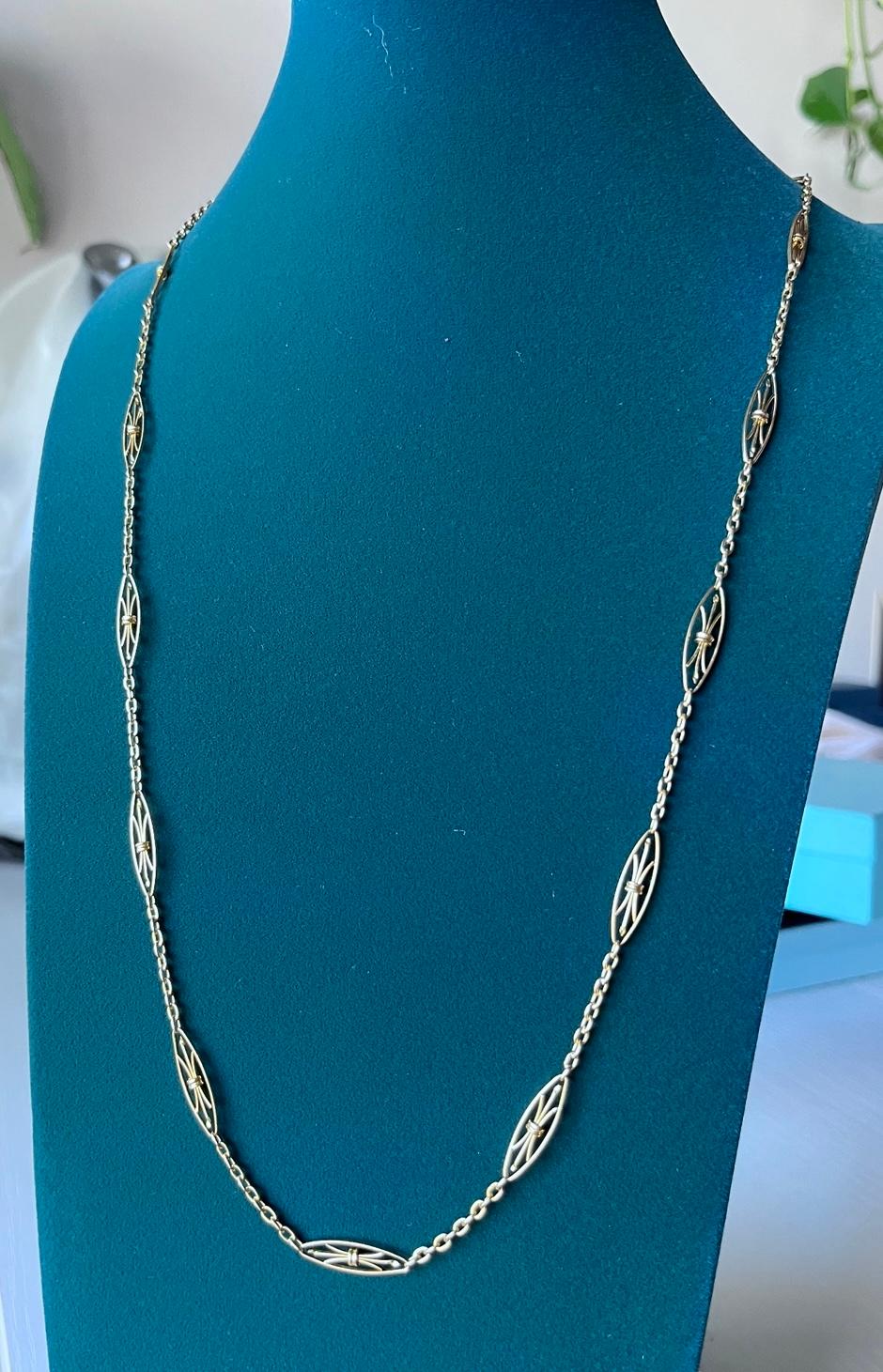 da uomo o donna Catena francese Art Nouveau in oro 18k in vendita