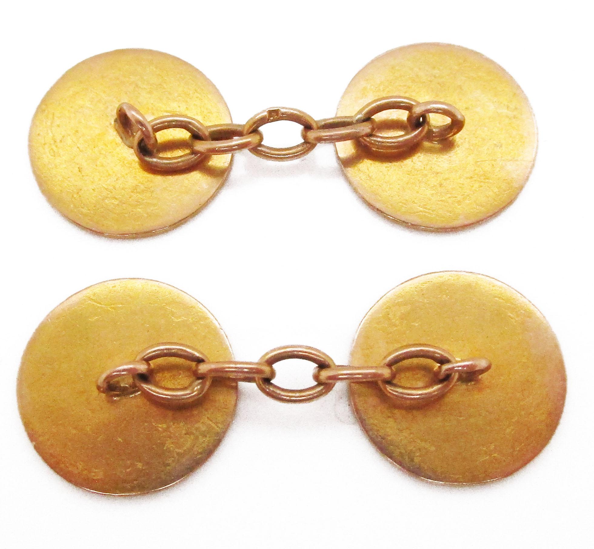 French Art Nouveau 18 Karat Yellow Gold Cherub Cufflinks 3