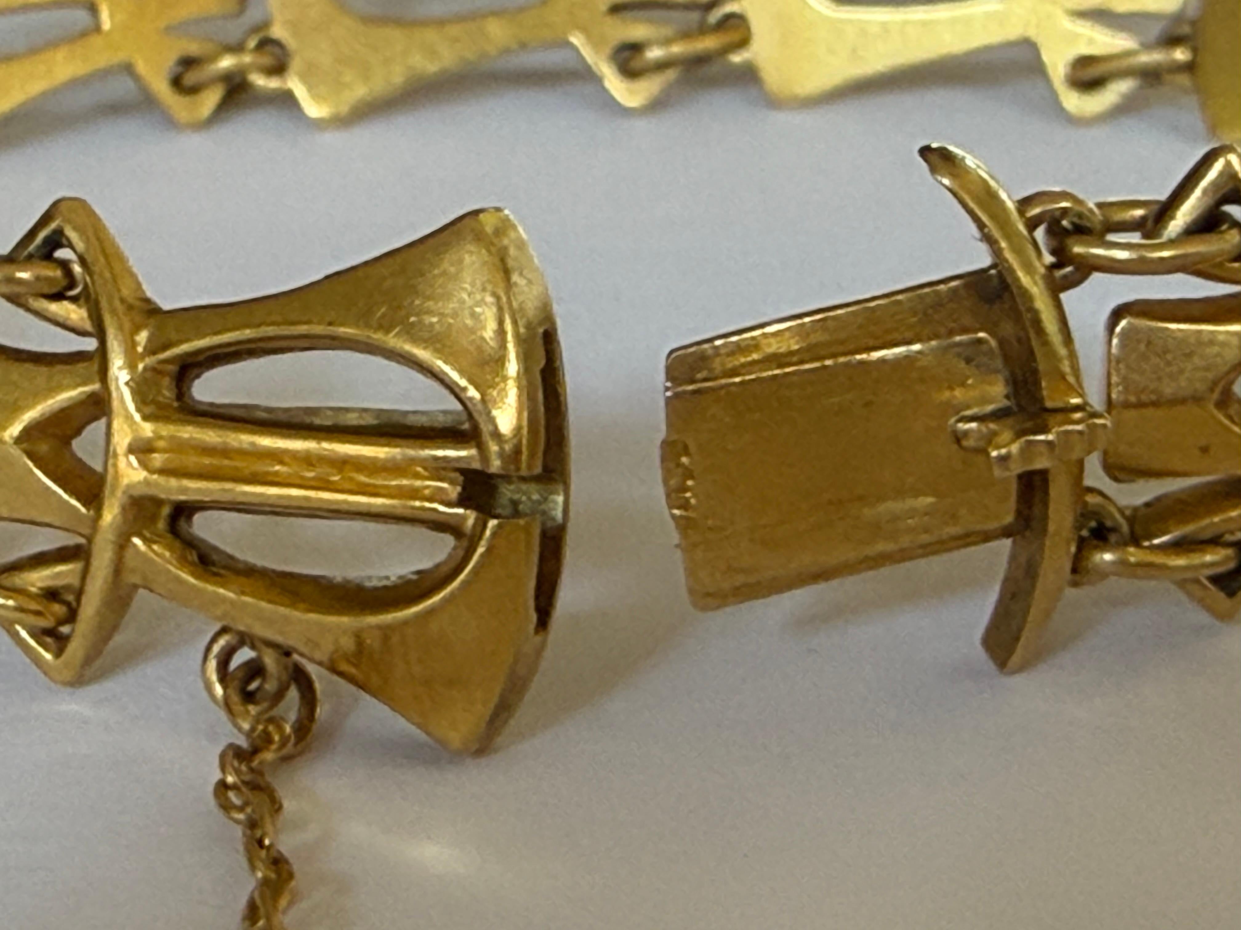 Bracelet à maillons en or jaune 18K, diamants et rubis, de style Art Nouveau français Bon état - En vente à Denver, CO