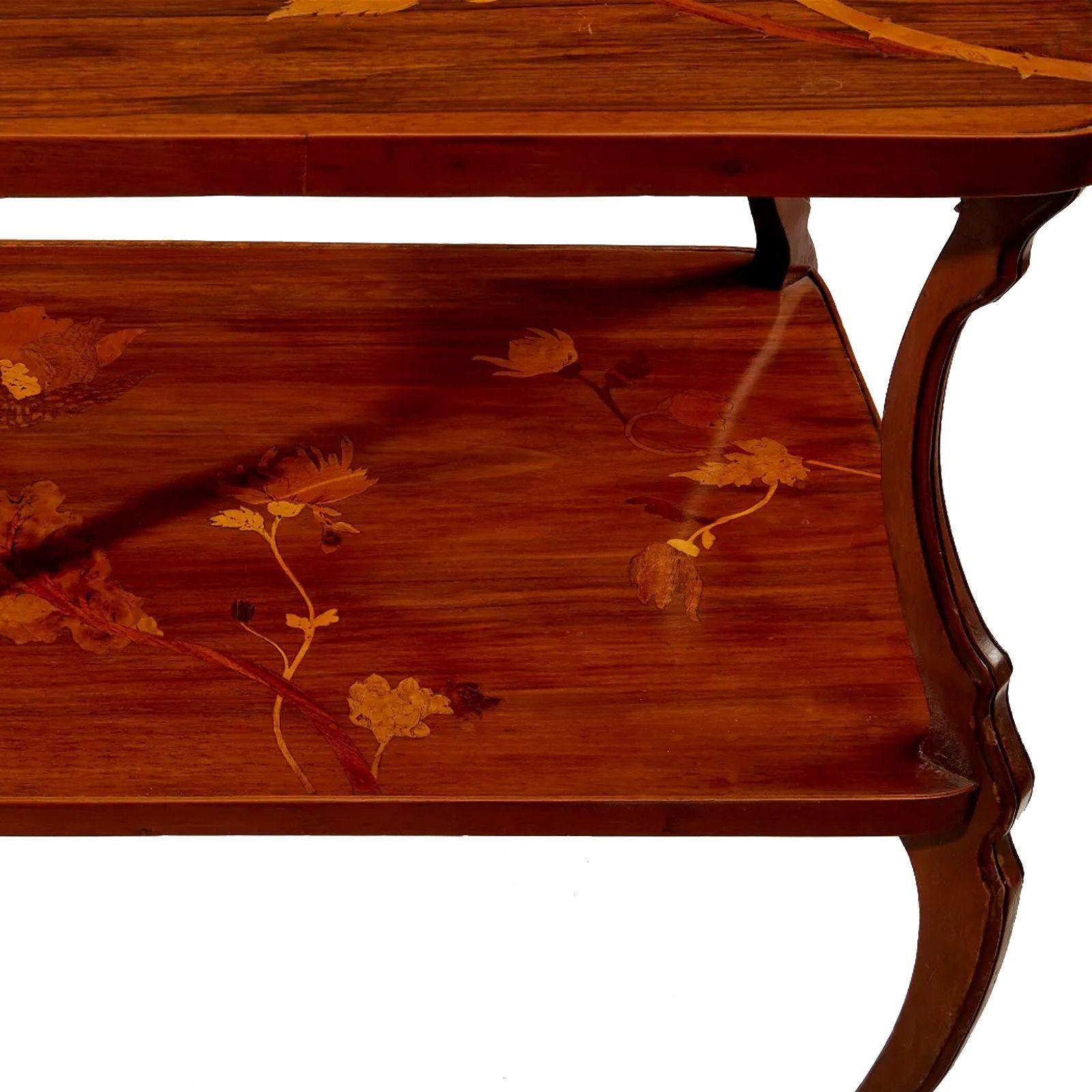 French art nouveau inlaid table, Early 20th century.

With marquetry inlaid raspberry brambles and flowers.
 
Dimensions

33.25i H x 27.5i W x 17.75i D.