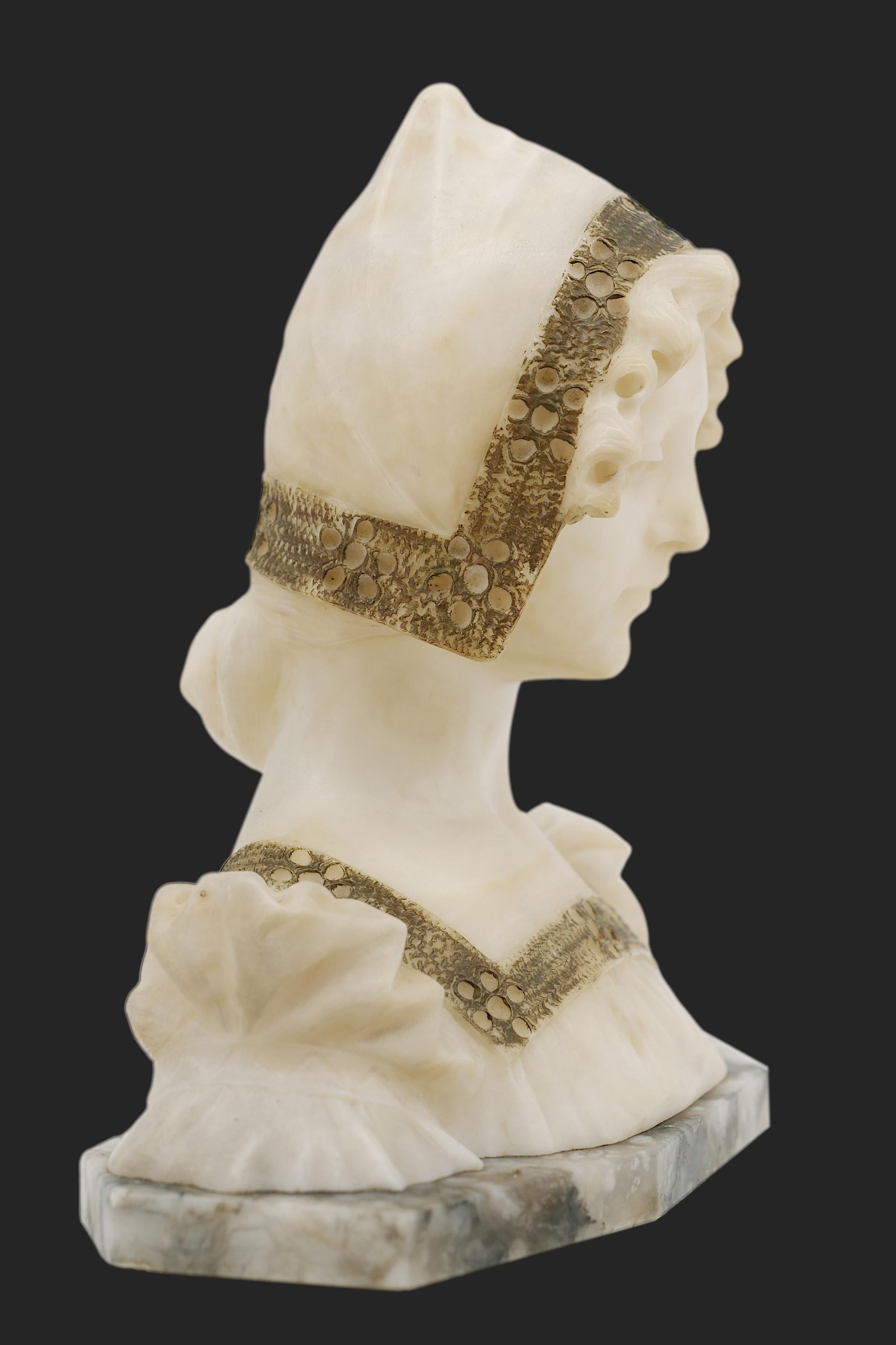 Giovane donna in alabastro Art Nouveau francese 1900 in vendita 7