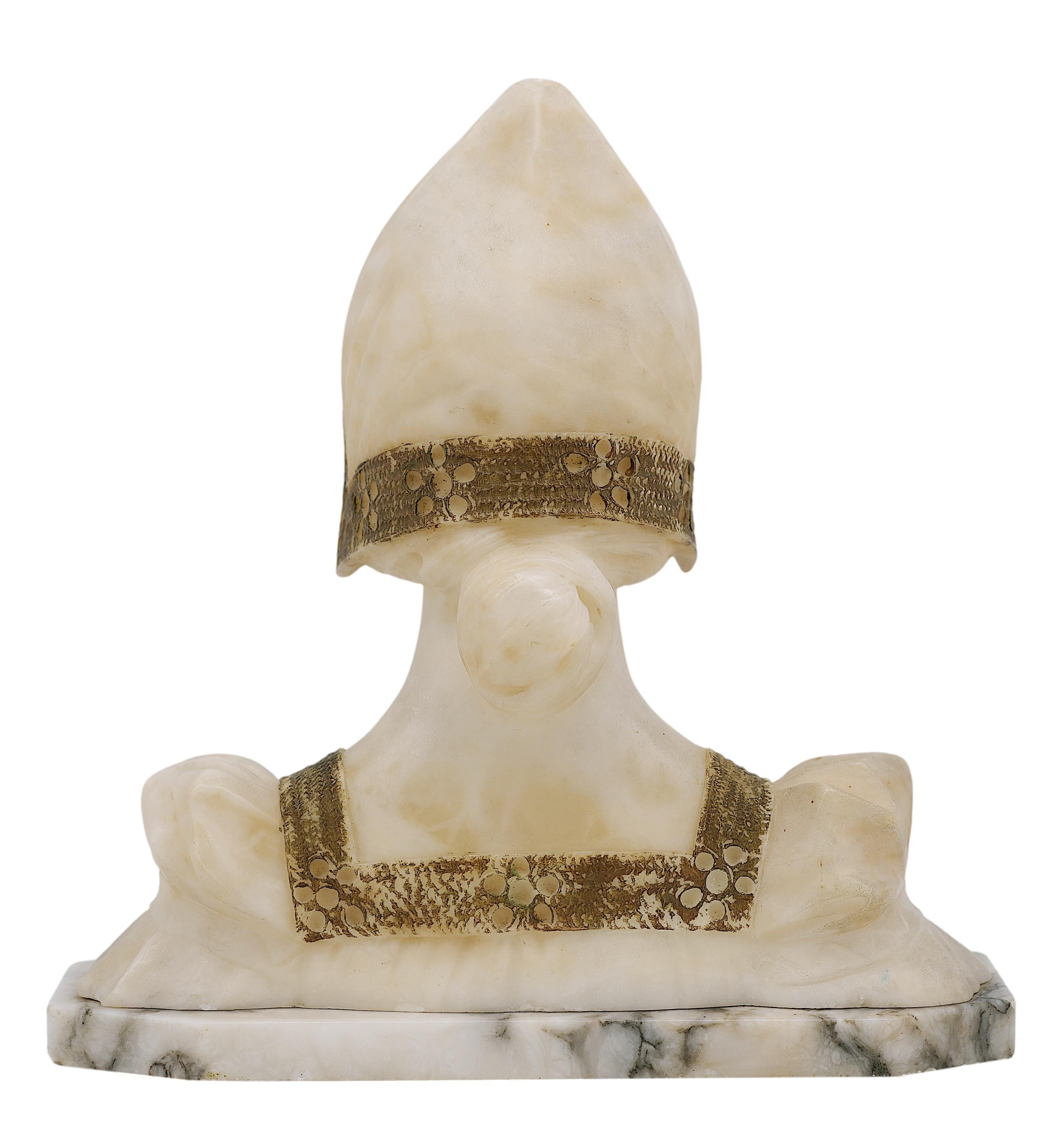 French Art Nouveau Alabaster Young Lady, 1900 For Sale 10