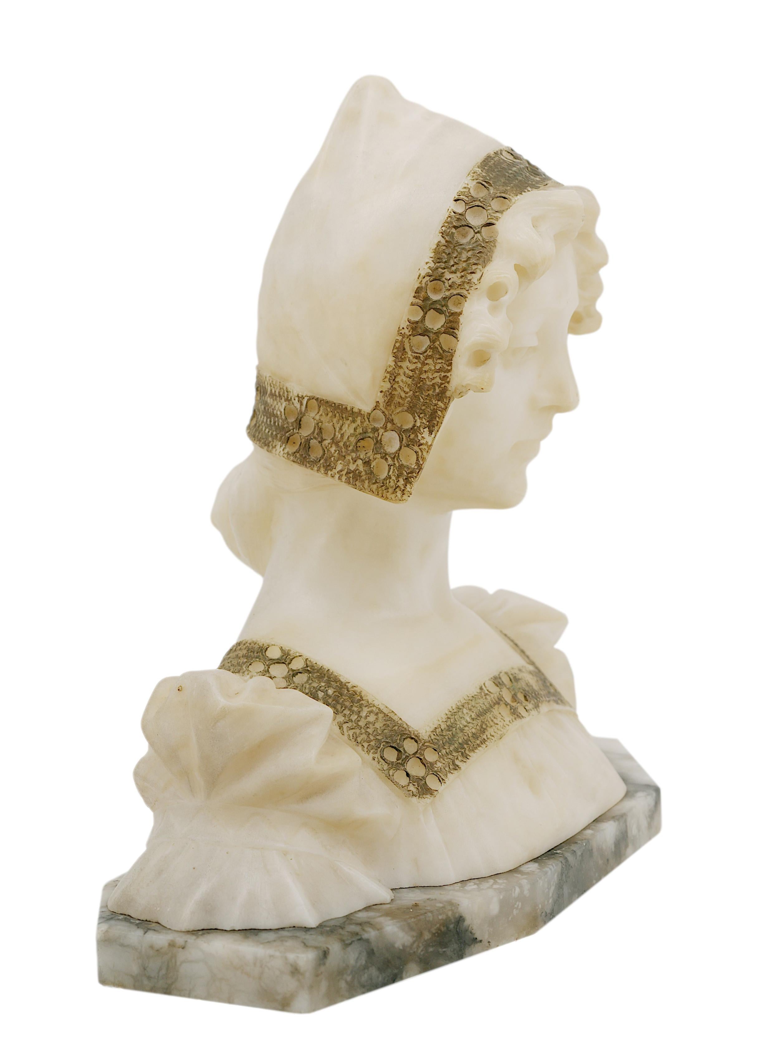 French Art Nouveau Alabaster Young Lady, 1900 For Sale 2