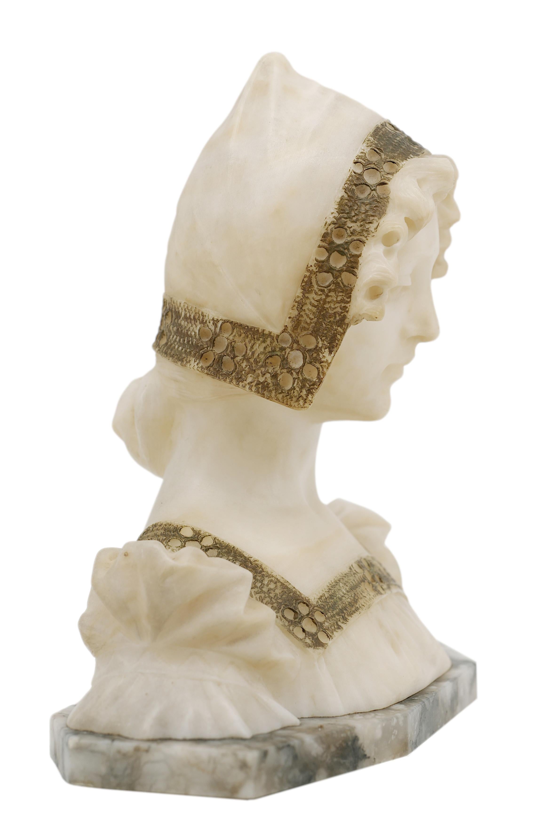French Art Nouveau Alabaster Young Lady, 1900 For Sale 3