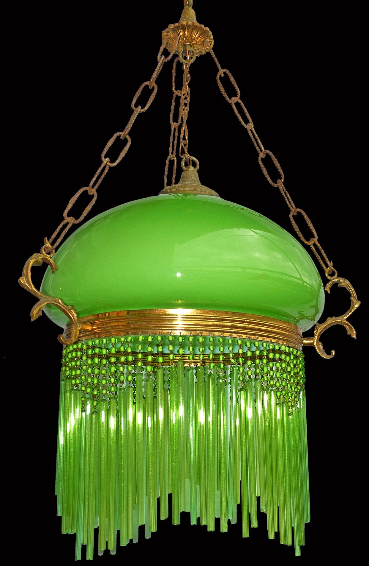 green chandelier shades