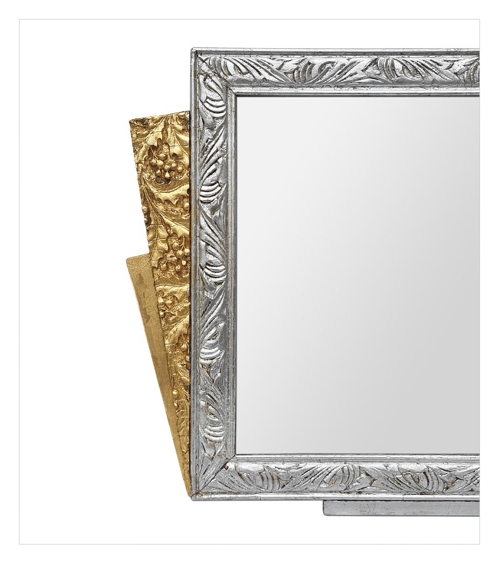 French Art Nouveau Antique Mirror, Gilded & Silvered, circa 1900 In Good Condition For Sale In Paris, FR
