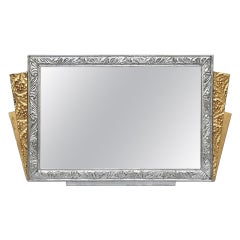 Miroir Antique Art Nouveau français, doré et argenté, circa 1900