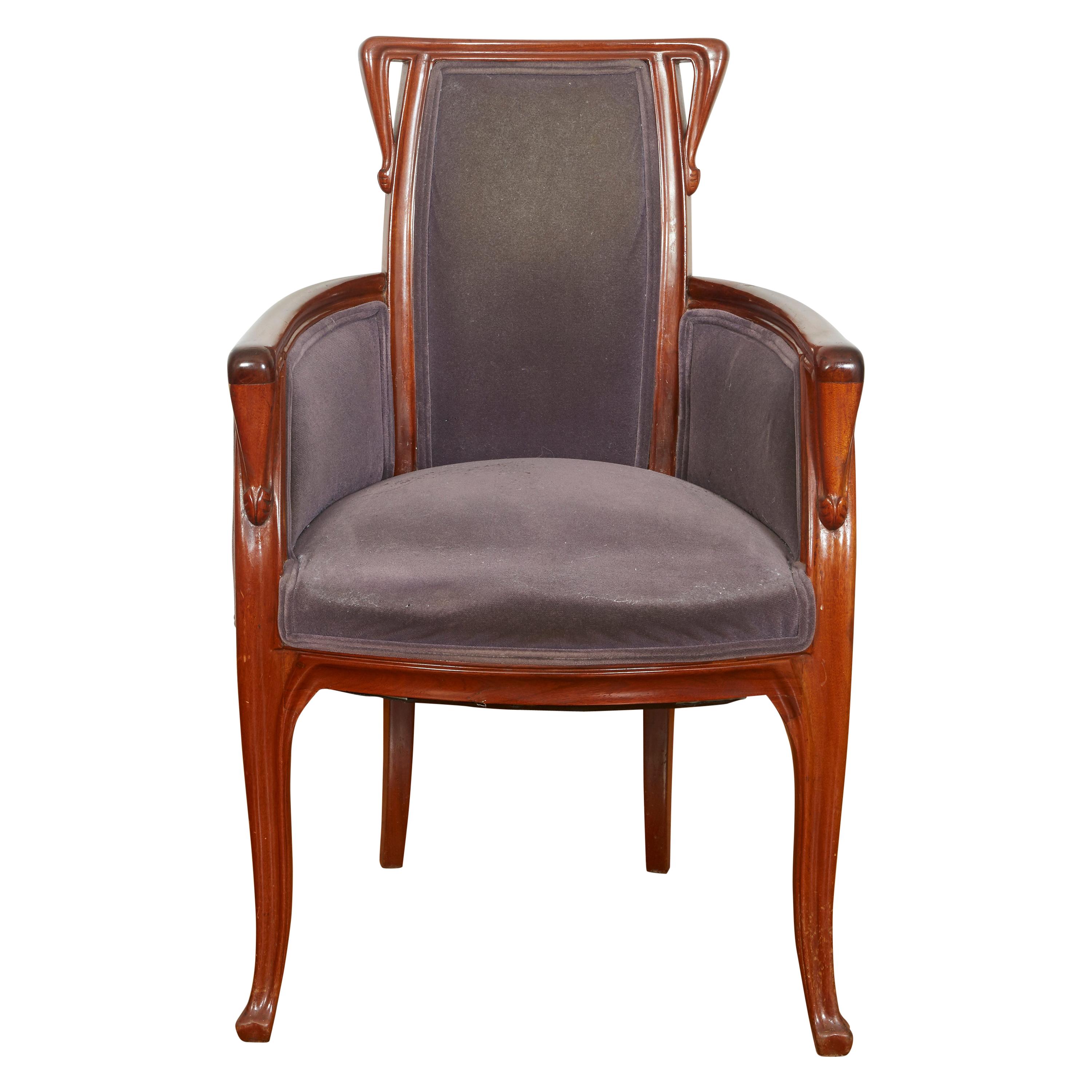 French Art Nouveau Armchair by Louis Majorelle For Sale