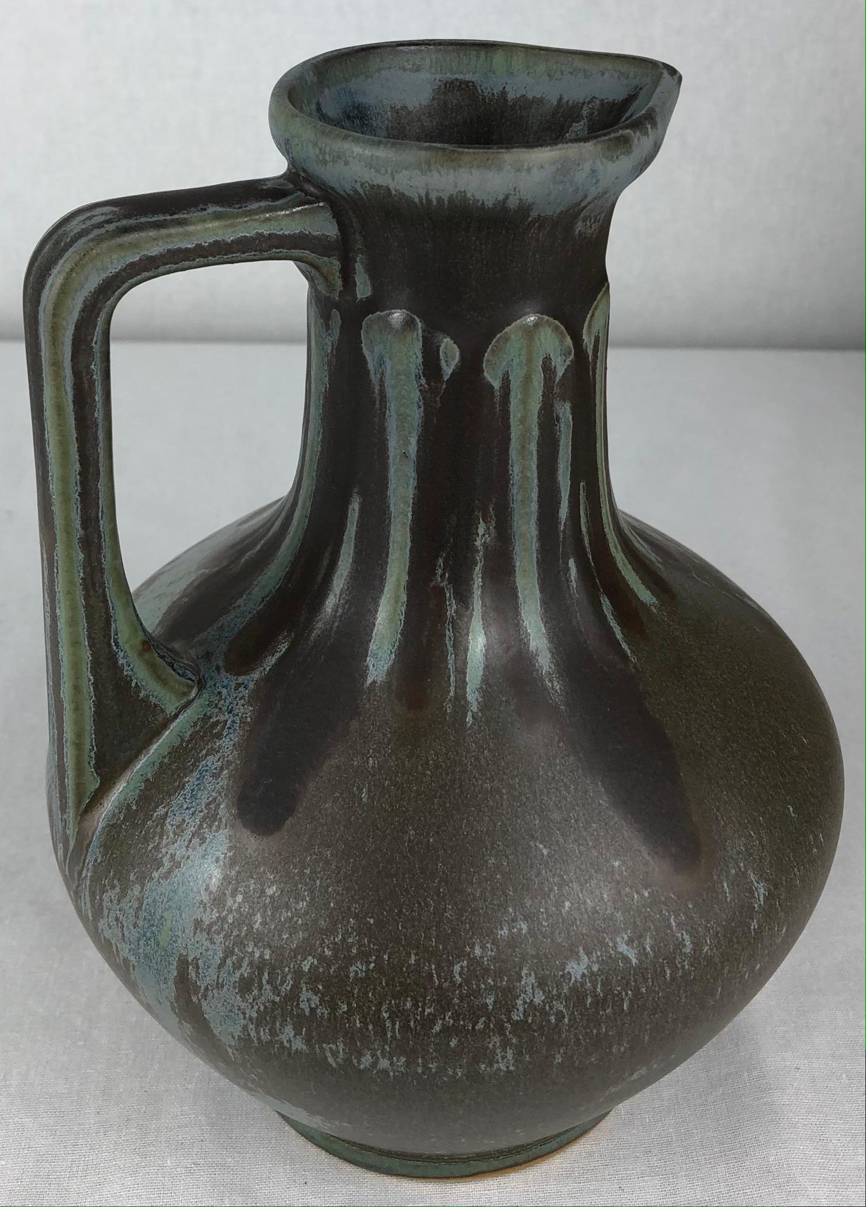 French Art Nouveau Art Deco Ceramic Vase, Signed In Good Condition In Miami, FL