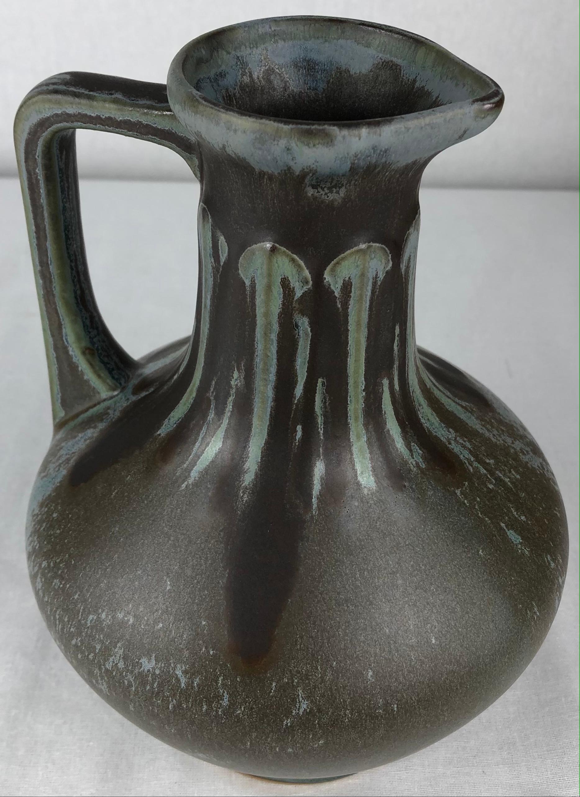 French Art Nouveau Art Deco Ceramic Vase, Signed 1
