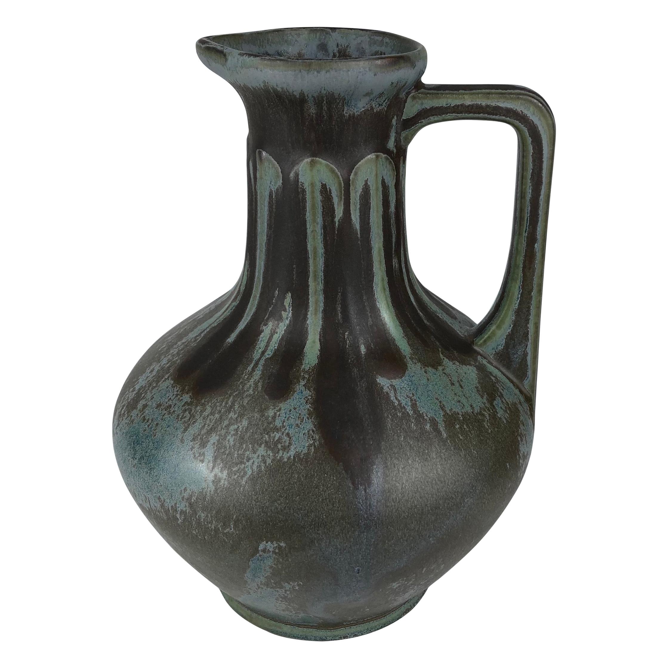 French Art Nouveau Art Deco Ceramic Vase, Signed