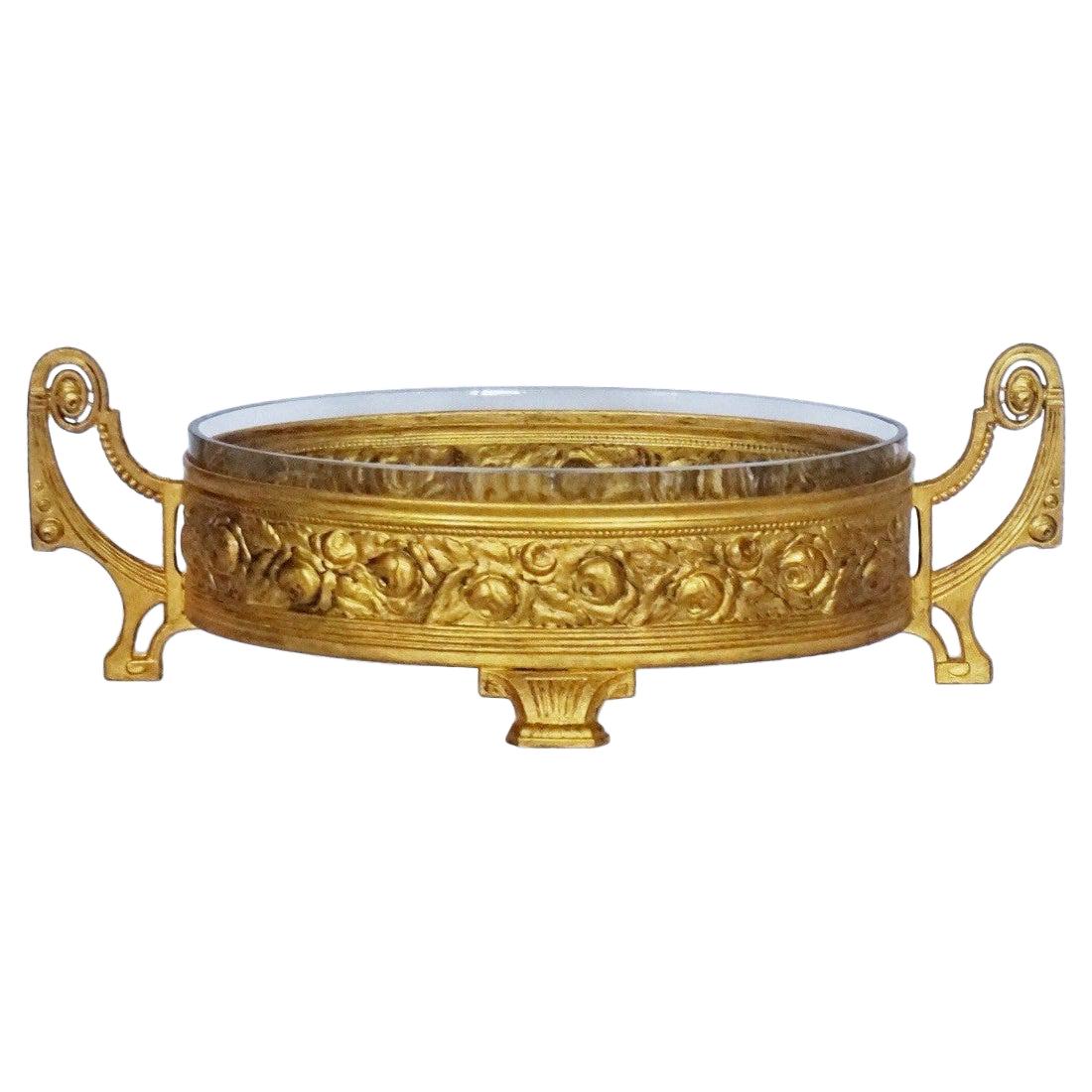 Centrotavola in cristallo doré francese Art Nouveau / Art Déco, Francia, 1910-1920