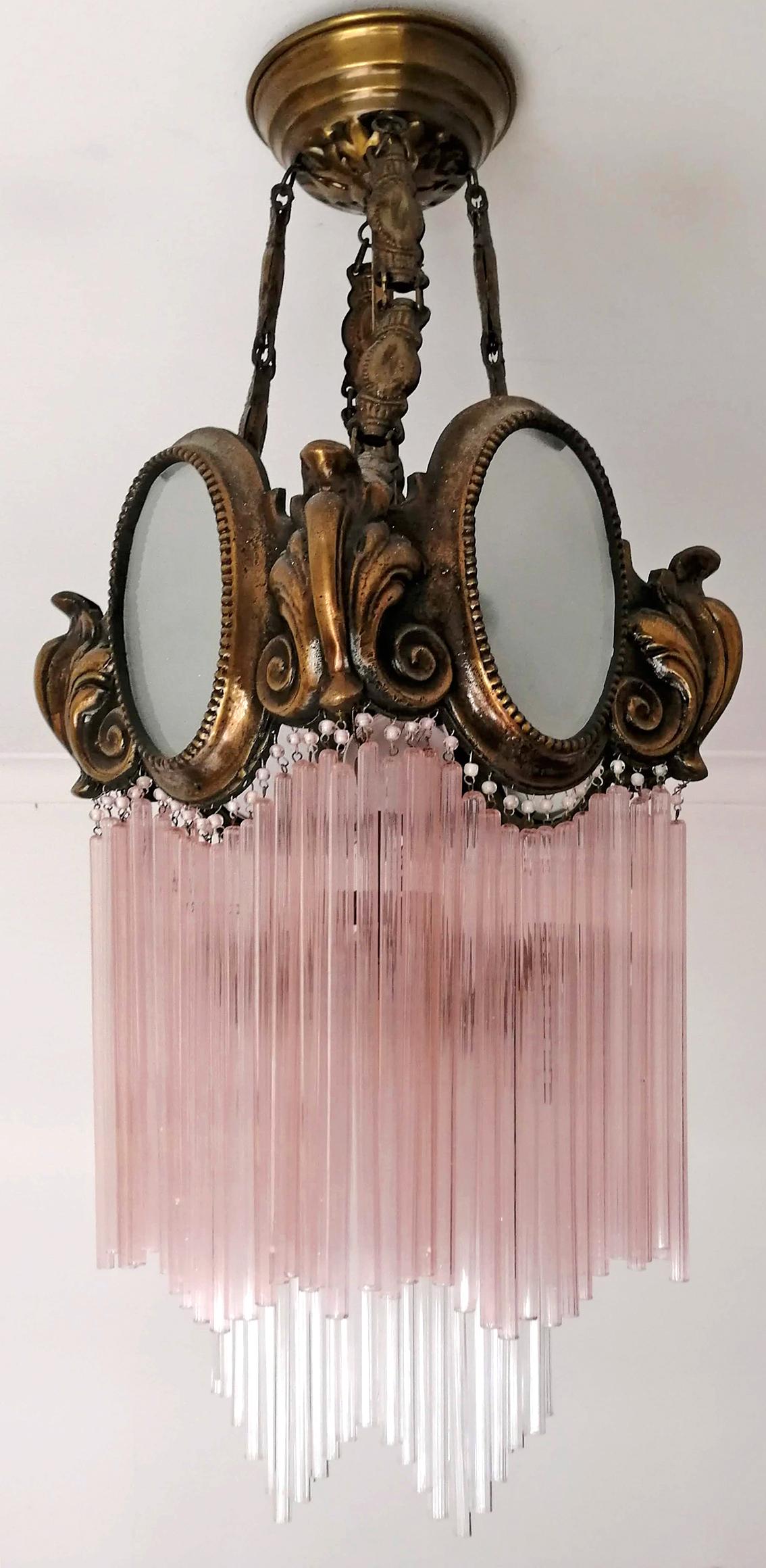 pink fringe chandelier