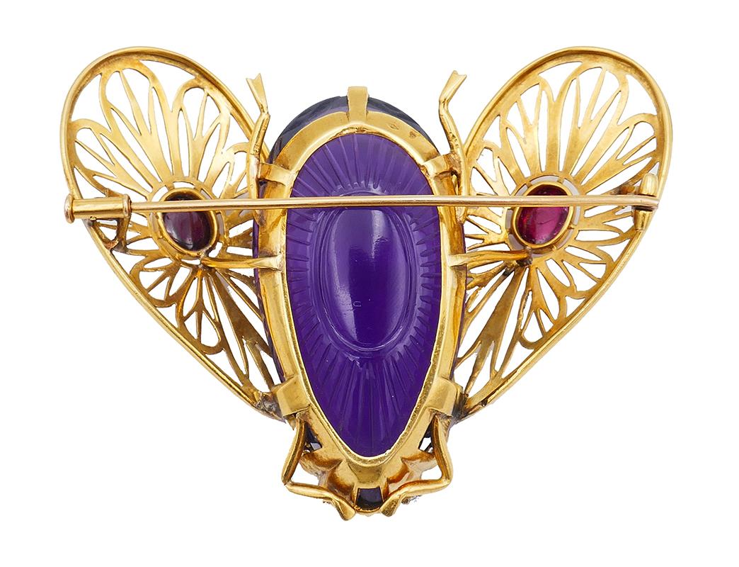 Französisch Art Nouveau Biene Pin Brosche Clip 18k Gold Insekt Estate Jewelry (Art nouveau) im Angebot