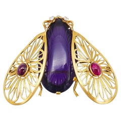 Französisch Art Nouveau Biene Pin Brosche Clip 18k Gold Insekt Estate Jewelry