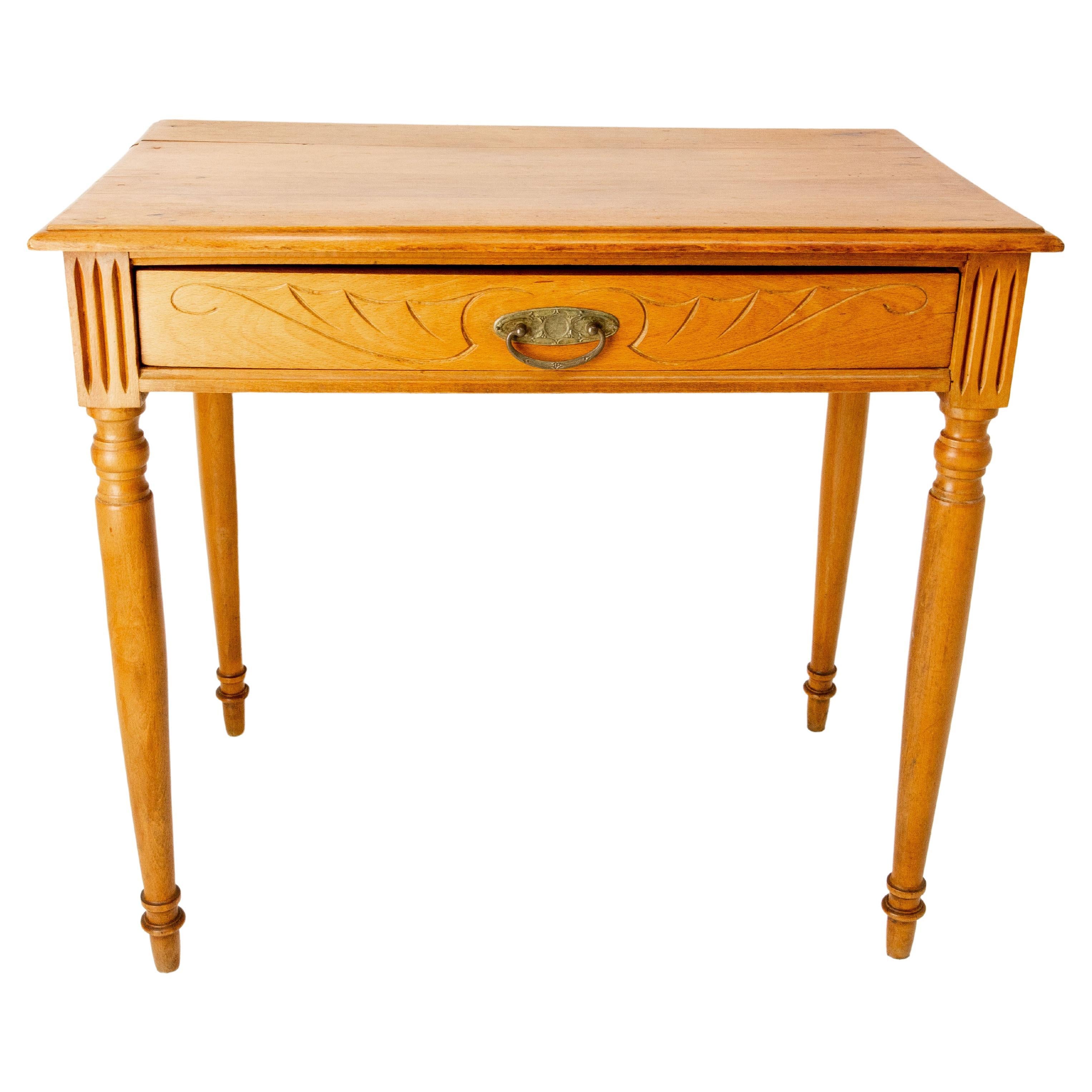 French Art Nouveau Beech Writing Table, Desk or Side Table, circa 1900