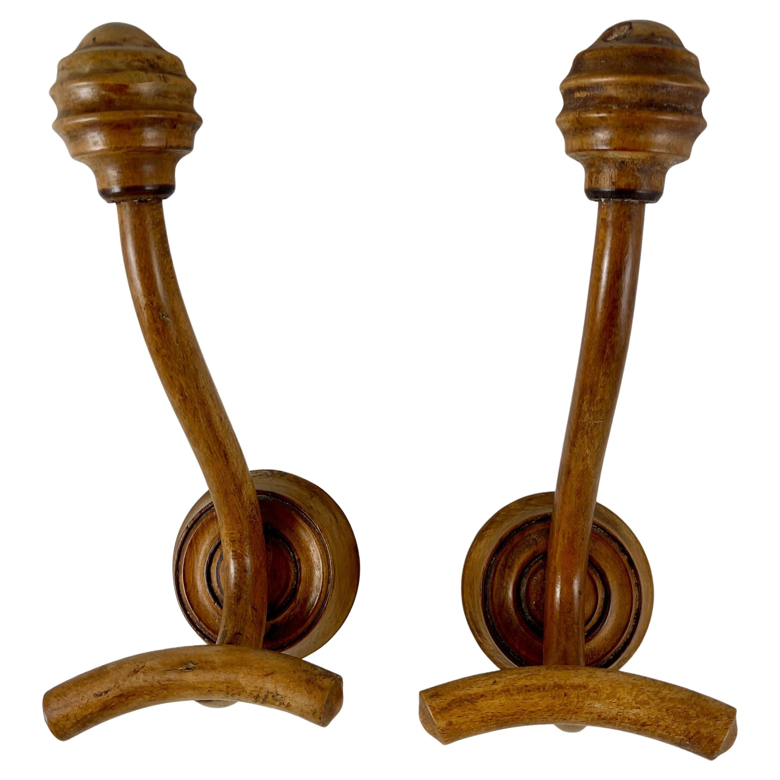 French Art Nouveau Bentwood Coat & Hat Hooks, a Pair For Sale